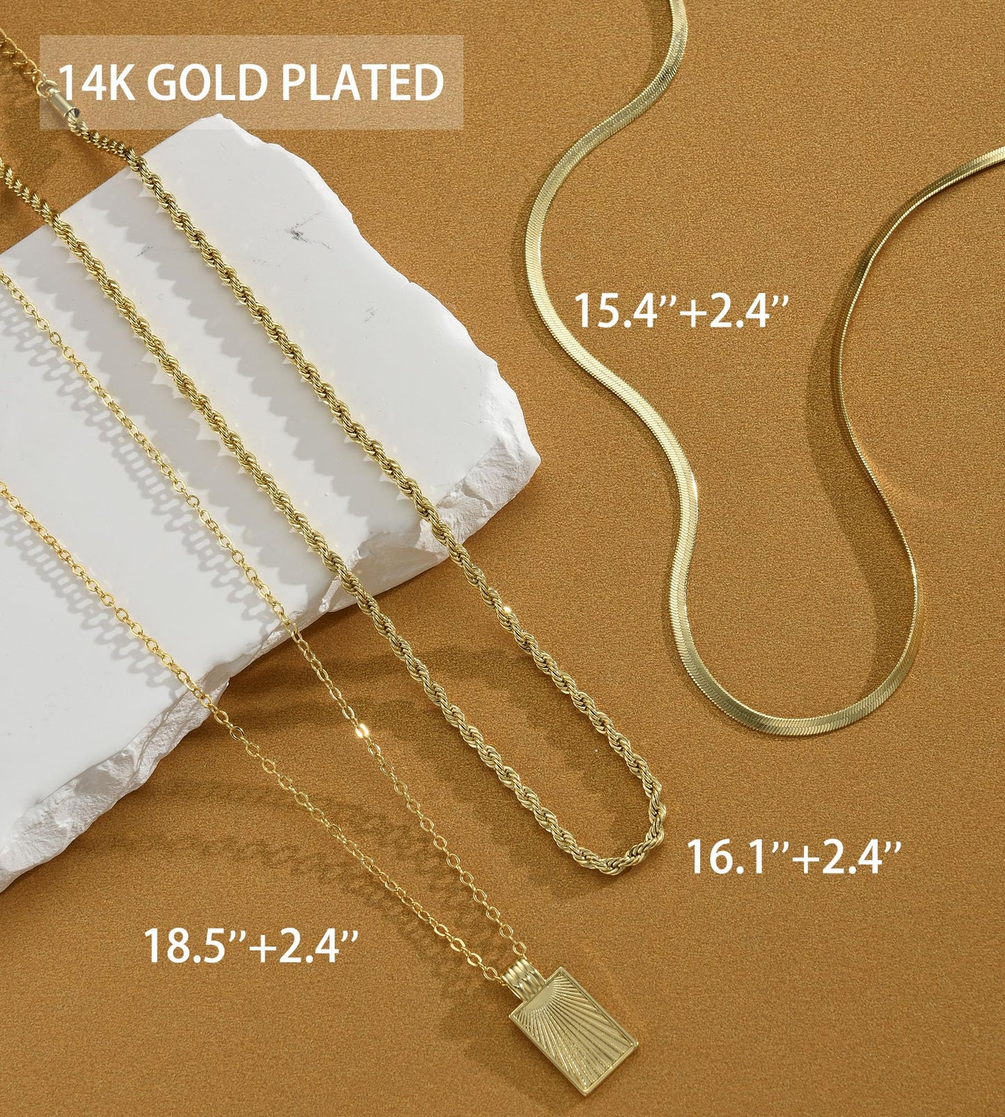 YEEZII Layered Gold Necklaces for Women Trendy, 3 Pcs 14K Gold Plated Choker Paperclip Box Chain Necklace, Stackable Women's Gold Pendant Necklaces Jewelry Set (White Gold)