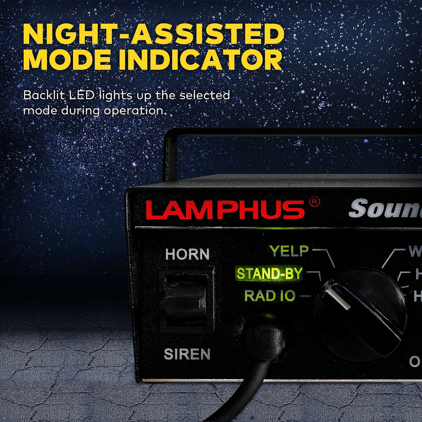 LAMPHUS SoundAlert 12V 100W Police Siren PA System Kit [Slim Speaker] [118-124dB] [Handheld Microphone] [Hands-Free] Warning Emergency Siren for Vehicles Tow Truck UTV ATV Van Car POV RV
