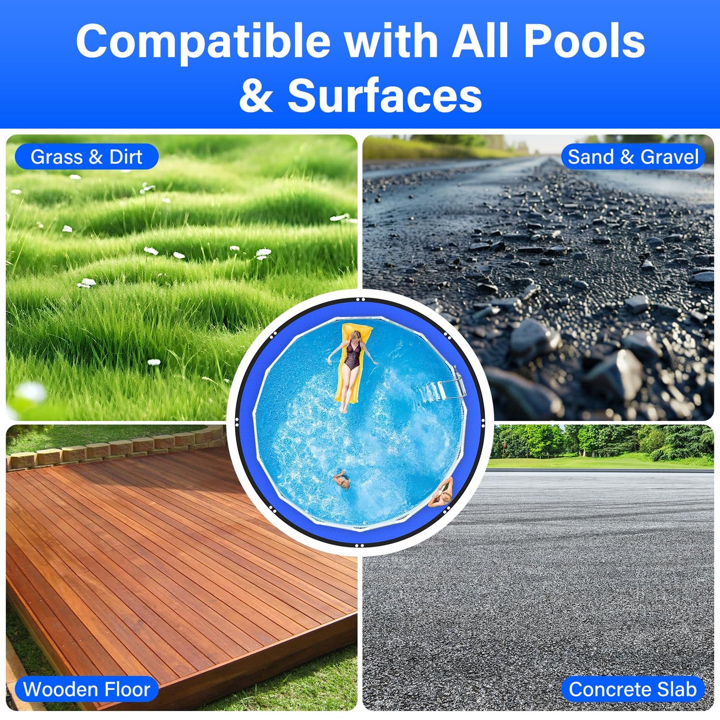 REGMICS 18FT Round Pool Liner Pad for Above Ground Pools, 165 GSM Thickened Puncture-Resistant Under Mat (19FT Actual), Heavy-Duty Underlayment with Metal Grommets