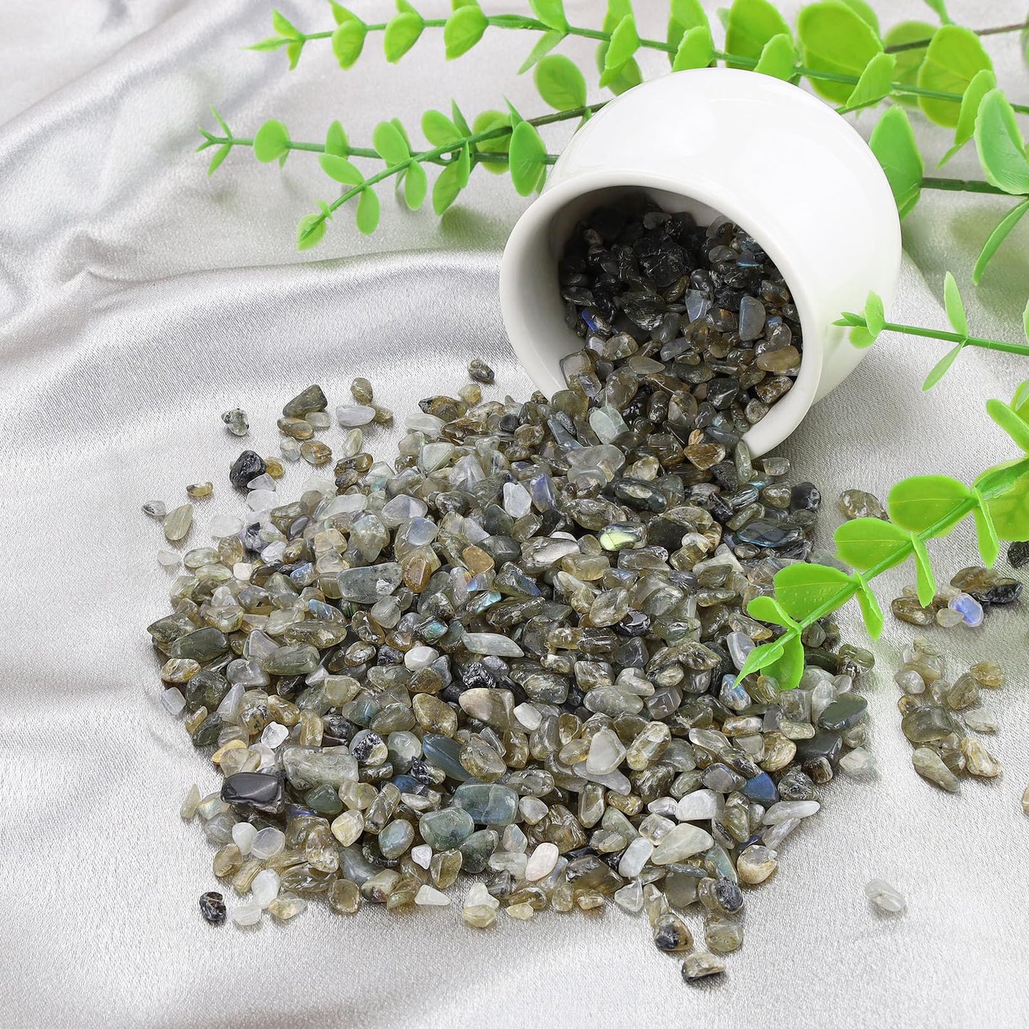 ZHIYUXI Labradorite Crystal Chips Bulk Fish Tank Decorations Aquarium Rocks Gravel Vase Filler Stones Crystals for Candle Making Witch Kit Gravel for Plants Quartz Sand Gemstone 0.44 lbs