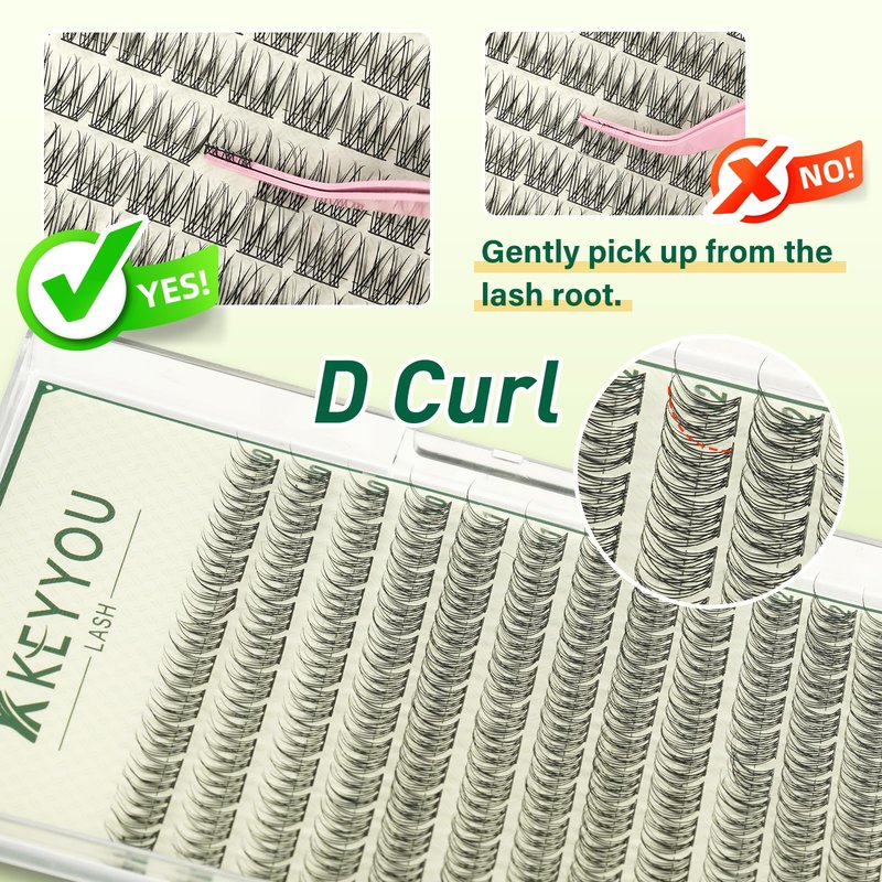 KEYYOULASH Lash Clusters Manga Lash Extension D Curl 144pcs 10-12mm Wispy Eyelash Clusters Natural Volume Eyelash Extensions Individual Lashes DIY at Home(KY10,D-10-12MIX)