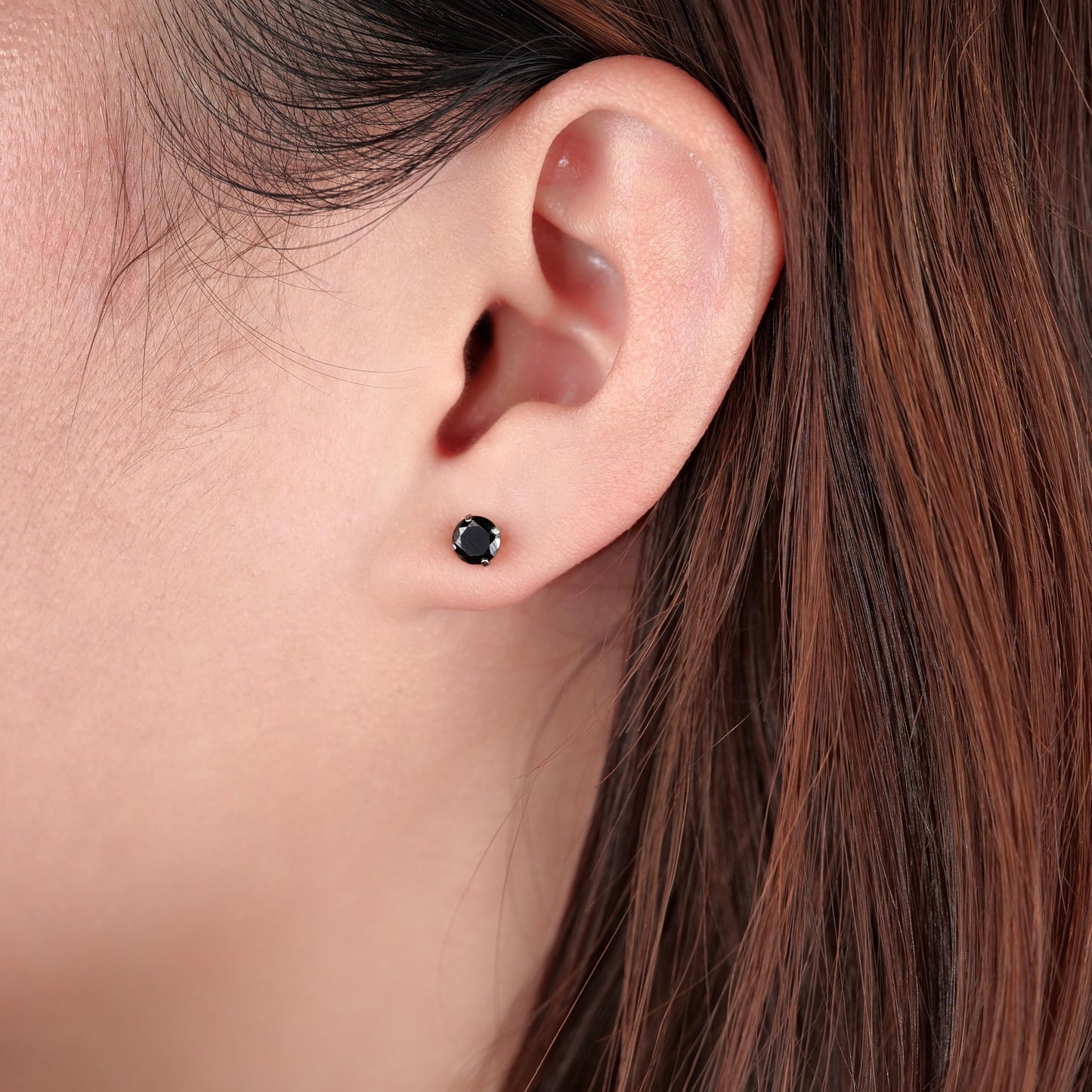 Limerencia Hypoallergenic G23 Titanium Earrings, F136 Implant Grade Pure Titanium, Suitable for Sensitive Ears with Birthstone Crystals CZ Simulated Diamonds (Black CZ)