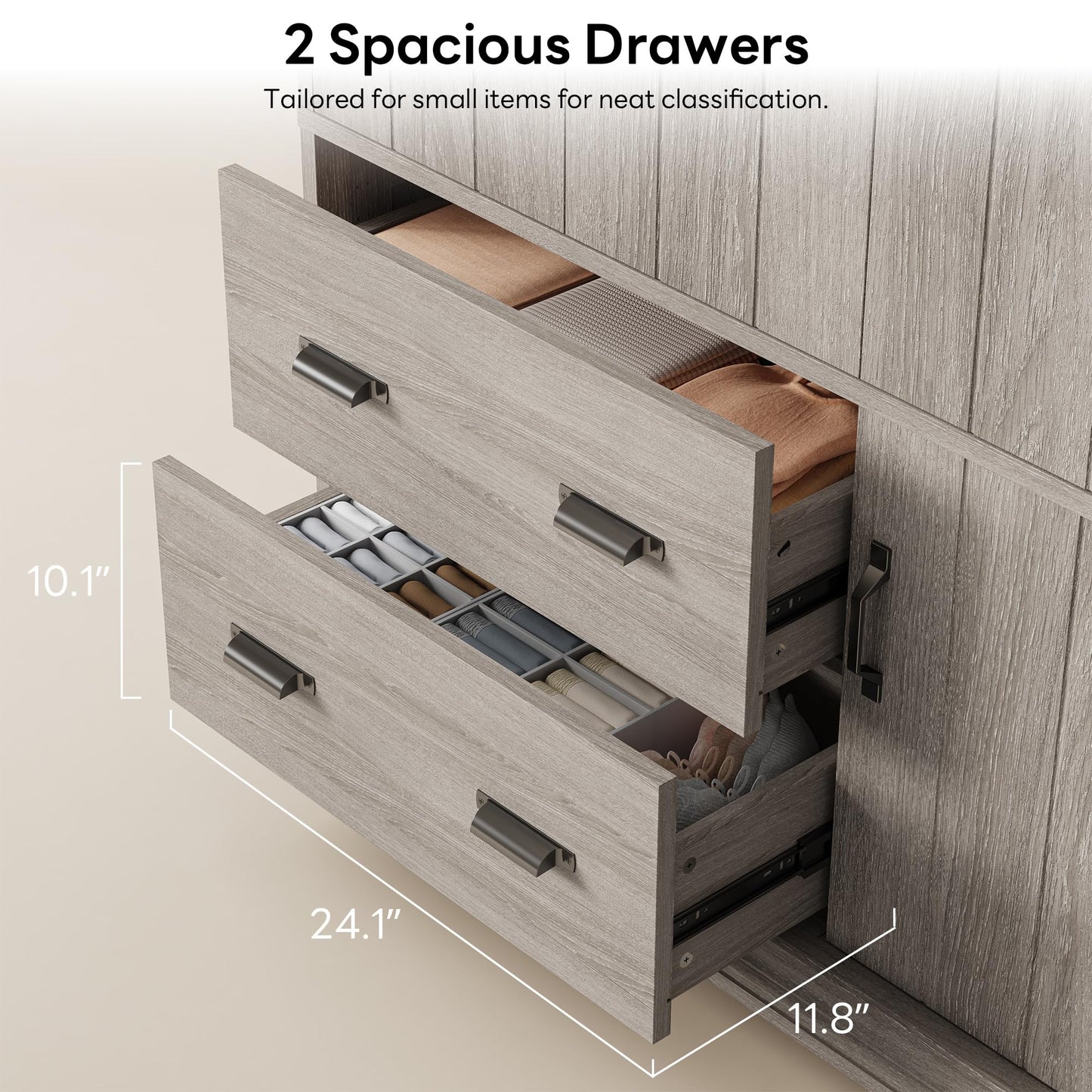 LIKIMIO Wardrobe Closet, 70" Tall 4 Doors Large Wooden Closet with 2 Drawers, 3 Shelves Bedroom Armoire with Hanging Rod, Freestanding Storage Cabinet for Hanging Clothes, Grey