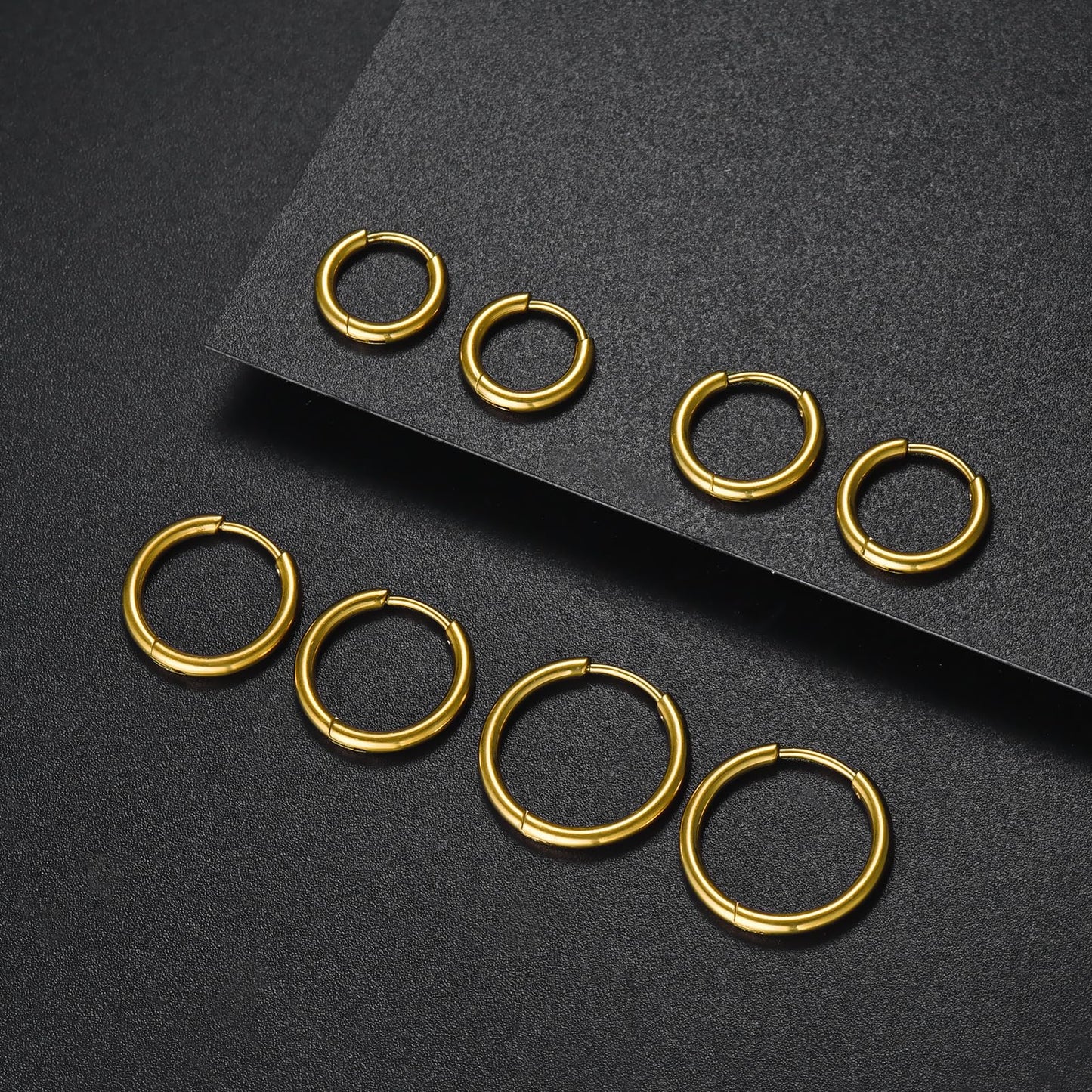 316L Surgical Stainless Steel Small Gold Hoop Earrings 6mm 8mm 10mm 12mm Hypoallergenic Cartilage Hoop Earrings Helix Lobes Hinged Sleeper Earrings For Men Women