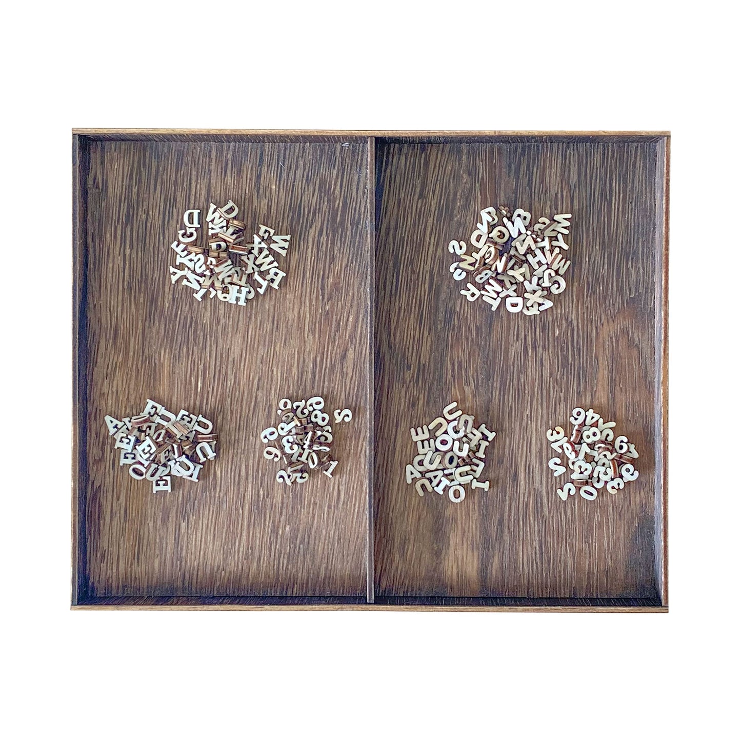 Quarter Inch 0.25 Inch 2142 Pieces Tiny Wooden Letters Unfinished Wood Numbers for Scrapbooking Crafts (with Two Fonts in Brown Tray)