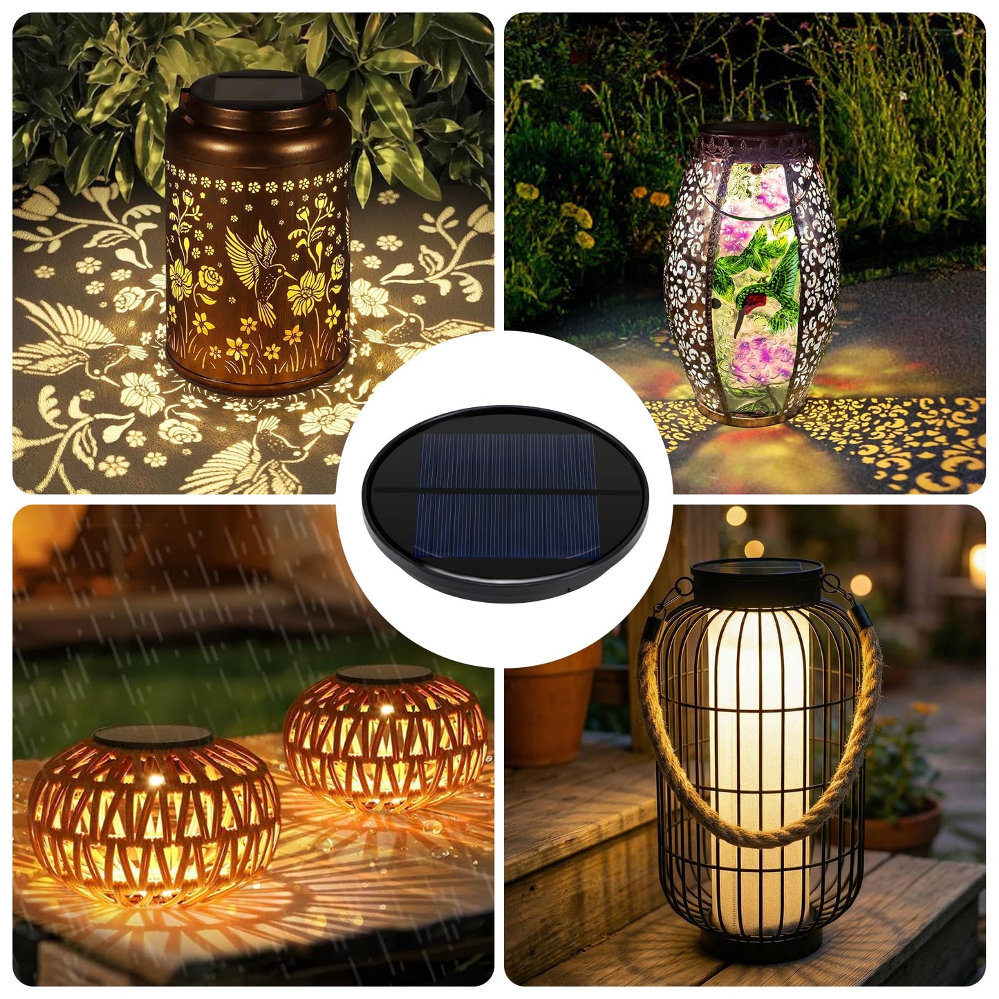 Upgraded Solar Light Replacement Top, Solar Lantern Replacement Top Dual Charging (USB/Solar), 4.4" Warm White Led Solar Replacement Top for Solar Lantern, Floor Lamp