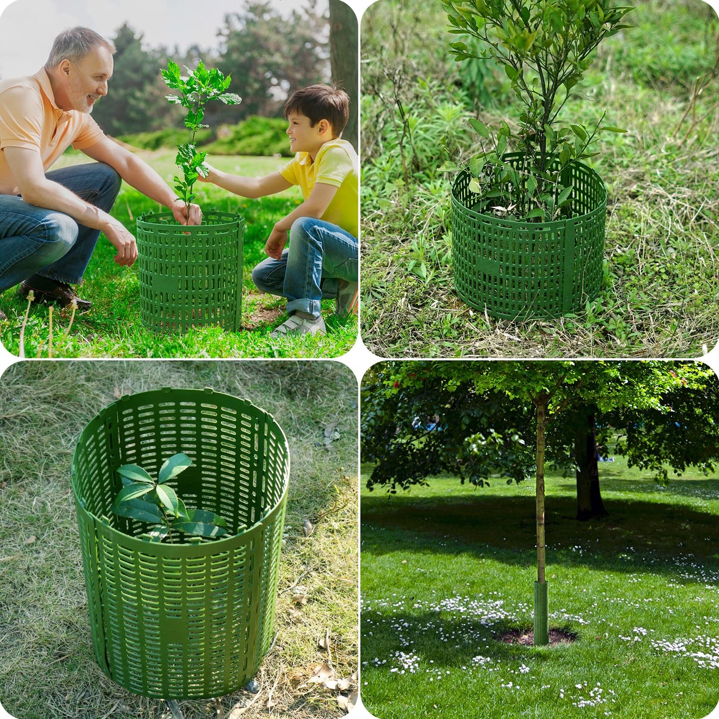 Omirome 10pcs Tree Trunk Protector, Tree Guards Trunk Protector with Twist Ties, Resizable for Various Size Trees or Plants, Preventing Tree Bark Damage from Pruners, Mowers, and Rodents