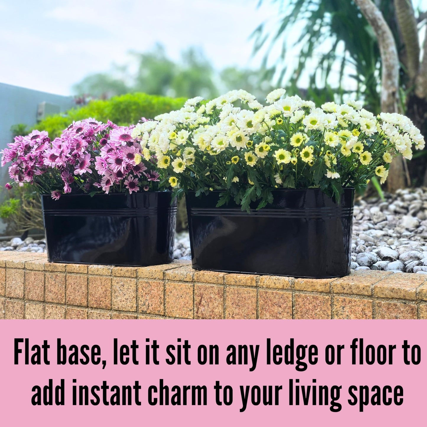 LaLaGreen 17 Inch Rail Planter (9-PIECE COMBO SET) Large Black Metal Hanging Rail Fence Flower Pots, Modern Balcony Railing Planter Garden Style Iron Patio Planters Outdoor Deck Decoration Porch Decor