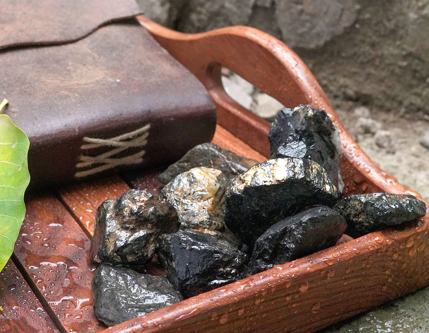 Crocon®1LB Black Agate Rough Bulk Natural Stone Raw Gemstones Tumbling Cabbing Polishing Black Stone Chakra Balancing Reiki Crystals and Healing Stones Good Luck Home Office Decor