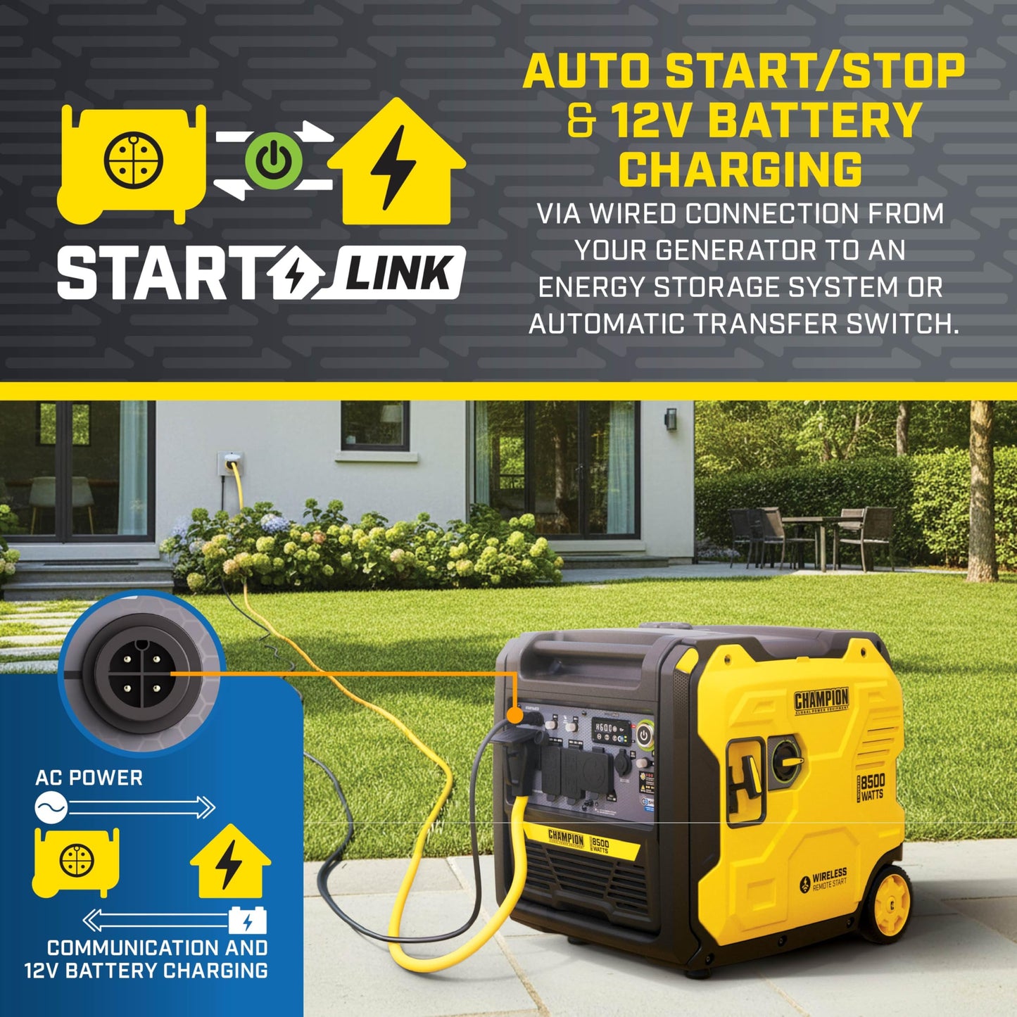 Champion Power Equipment 8500-Watt Wireless Remote Start Ultra Quiet RV Ready Portable Inverter Generator with StartLINK and Free 3-Year Warranty