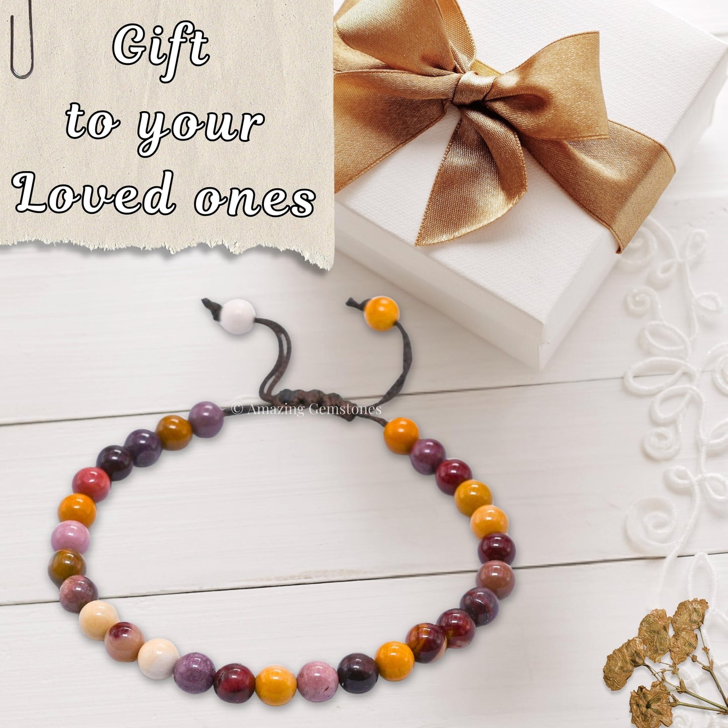 Amazing Gemstone Mookaite Bracelet for Women Men's Gifts - Protection Healing Crystal Bracelet - 6mm Gemstones Beaded Adjustable Bracelet Pulseras Para Hombres Mujer Stocking Stuffers