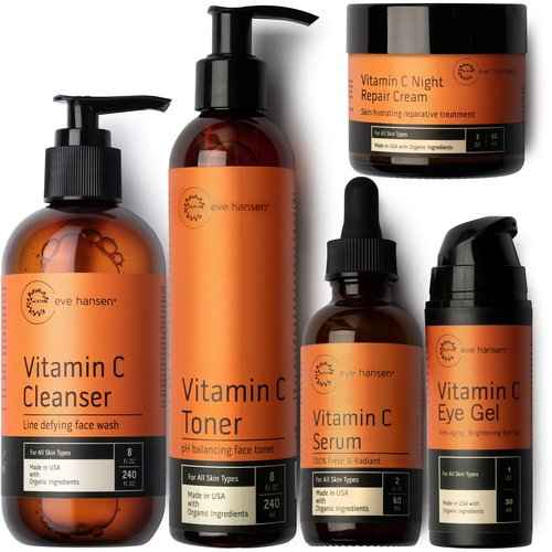 Eve Hansen Classic Vitamin C Brightening Set | Your Entire 5-Step Daily Routine to Improve Skin Tone, and Reduce Dark Spots & Fine Lines for All Skin Types