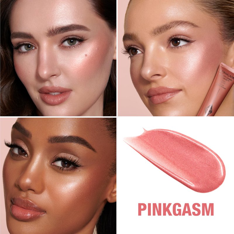 Charlotte Tilbury Glowgasm Beauty Light Wand Liquid Highlighter Makeup - Soft-Focus Pink Highlighter & Blush for Cheeks - Pearlescent, Weightless Radiant Finish - Pinkgasm
