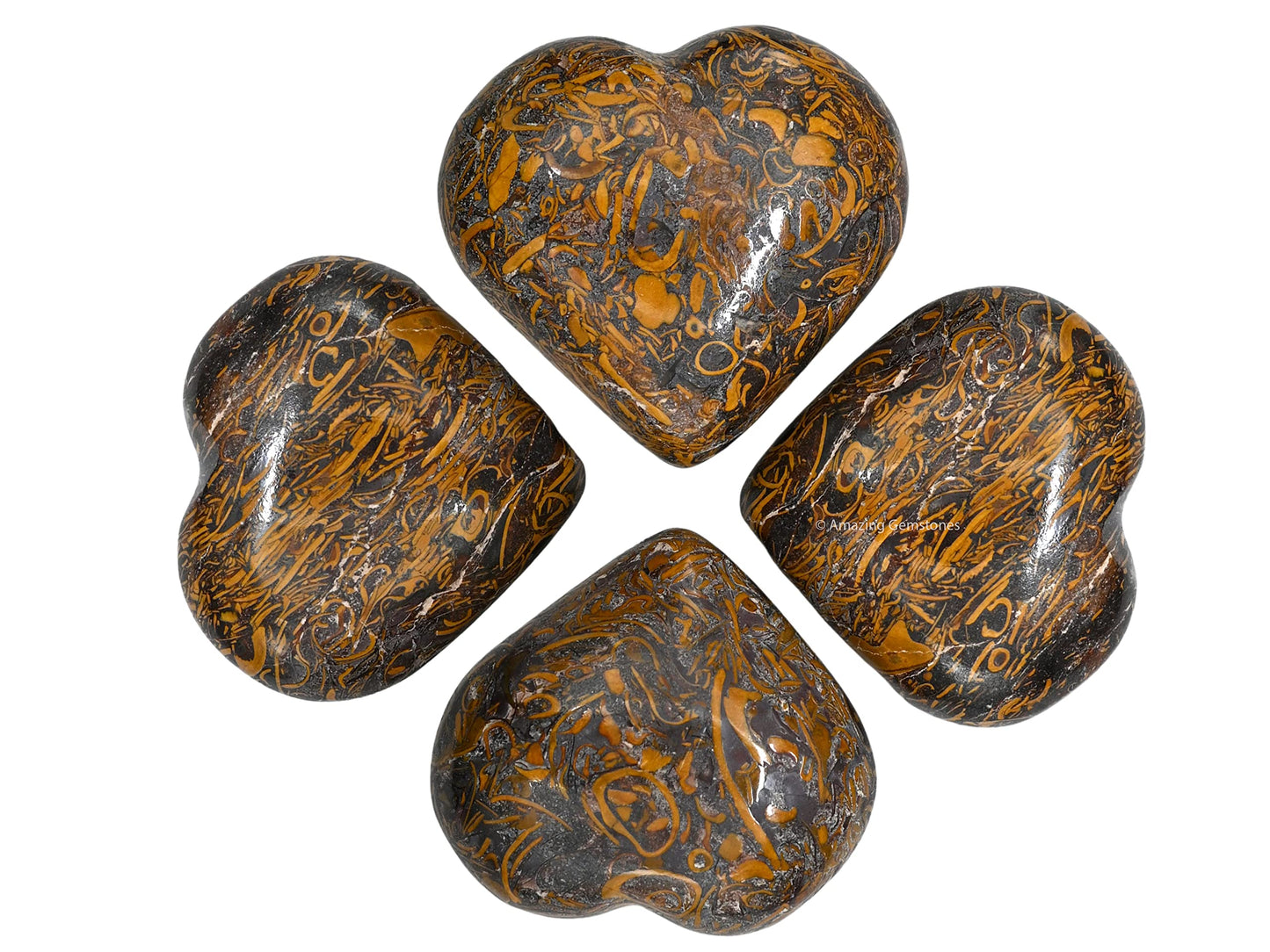 Mariyam Jasper Crystal Heart Palm Stone - Pocket Massage Worry Stone for Natural Body Chakra Balancing, Reiki Healing and Crystal Grid