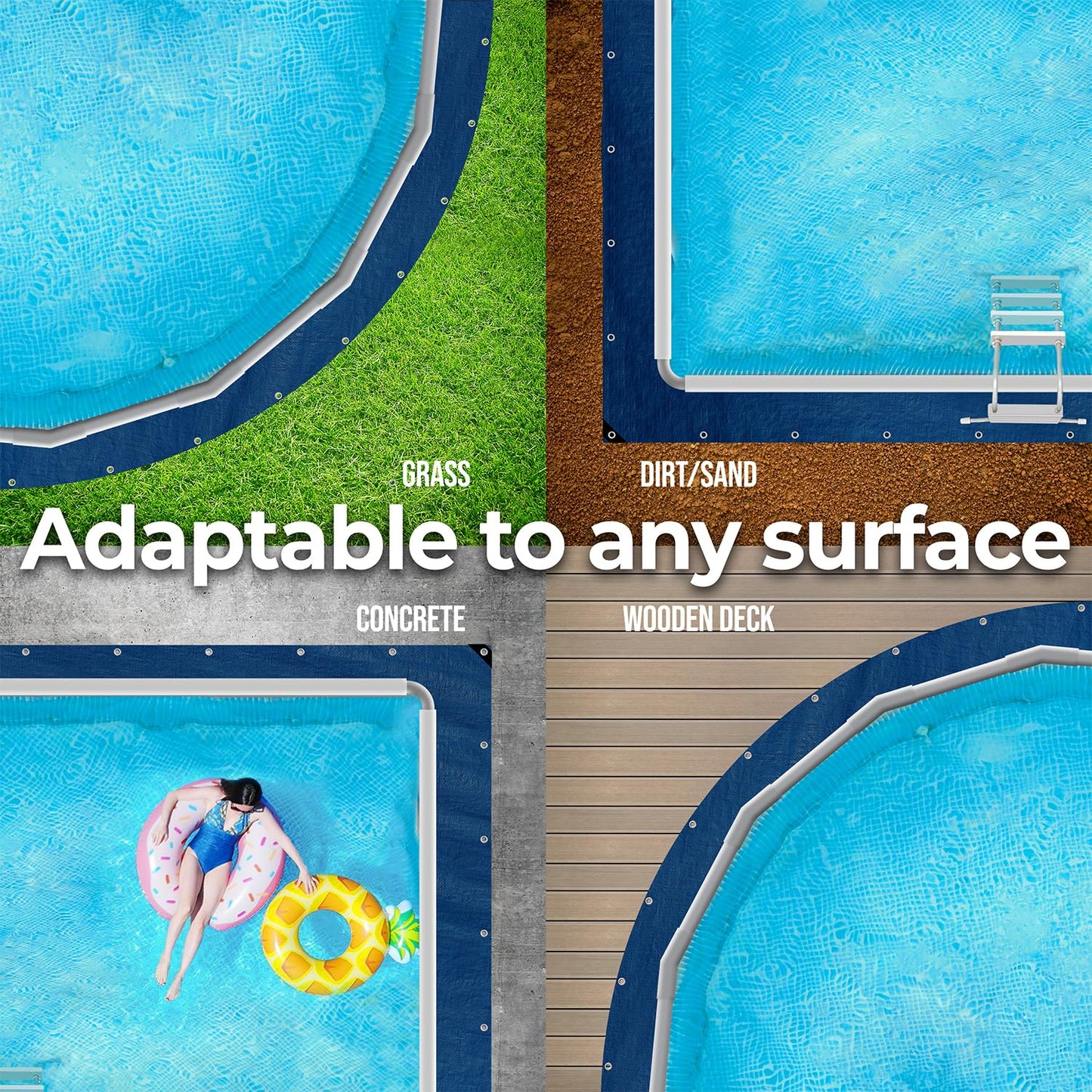 16 Ft Round Pool Liner Pad - Mat Tarp for Under Pool, Above Ground Pool Mat, Pool Ground Cloth, Pool Bottom Pad, Waterproof PE Tarp, Puncture Protection & Extend Liner Life