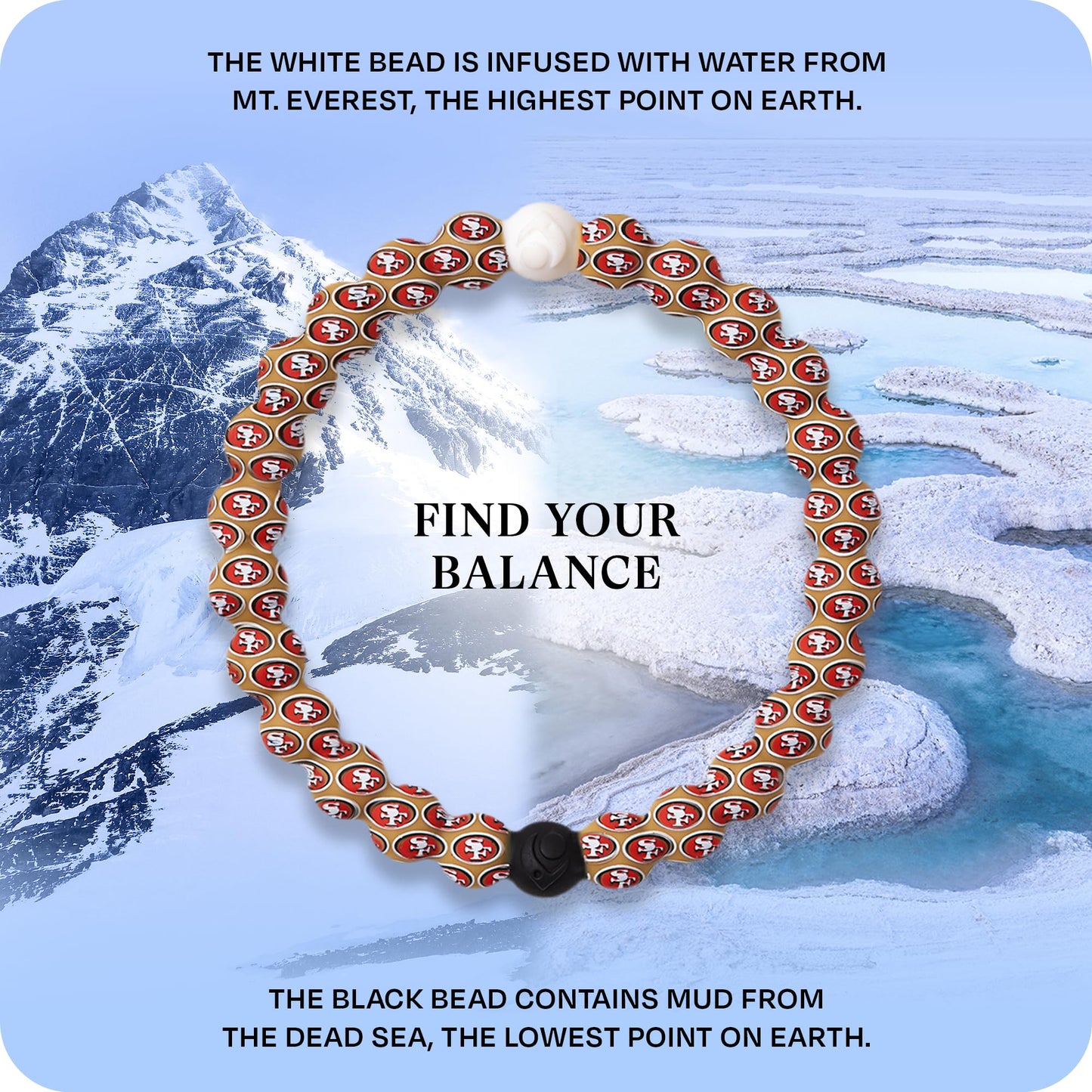 Lokai Silicone Beaded Bracelet for Men & Women, NFL Football Collection - San Francisco 49ers, Logo, Medium - Silicone Jewelry Fashion Bracelet Slides-On for Comfortable Fit