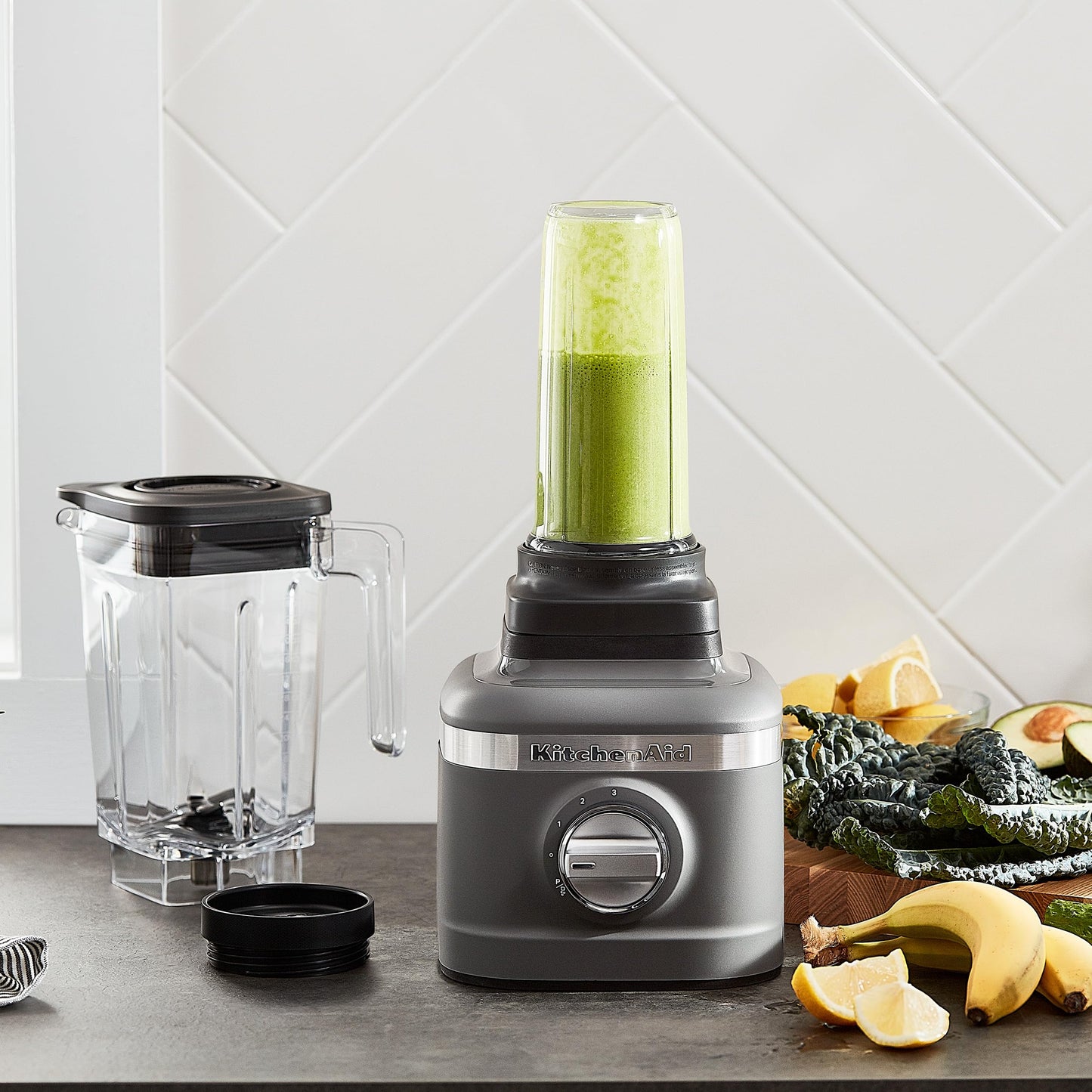 KitchenAid K150 48oz Ice Crushing Blender with Personal Jars, Variable Speed Corded Hand Blender with Blending Jar