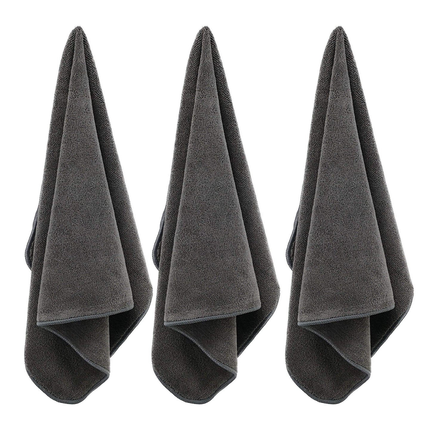 POLYTE Professional Quick Dry Lint Free Microfiber Hair Drying Salon Towel, 16 x 29 in, 8 Pack (Dark Gray)