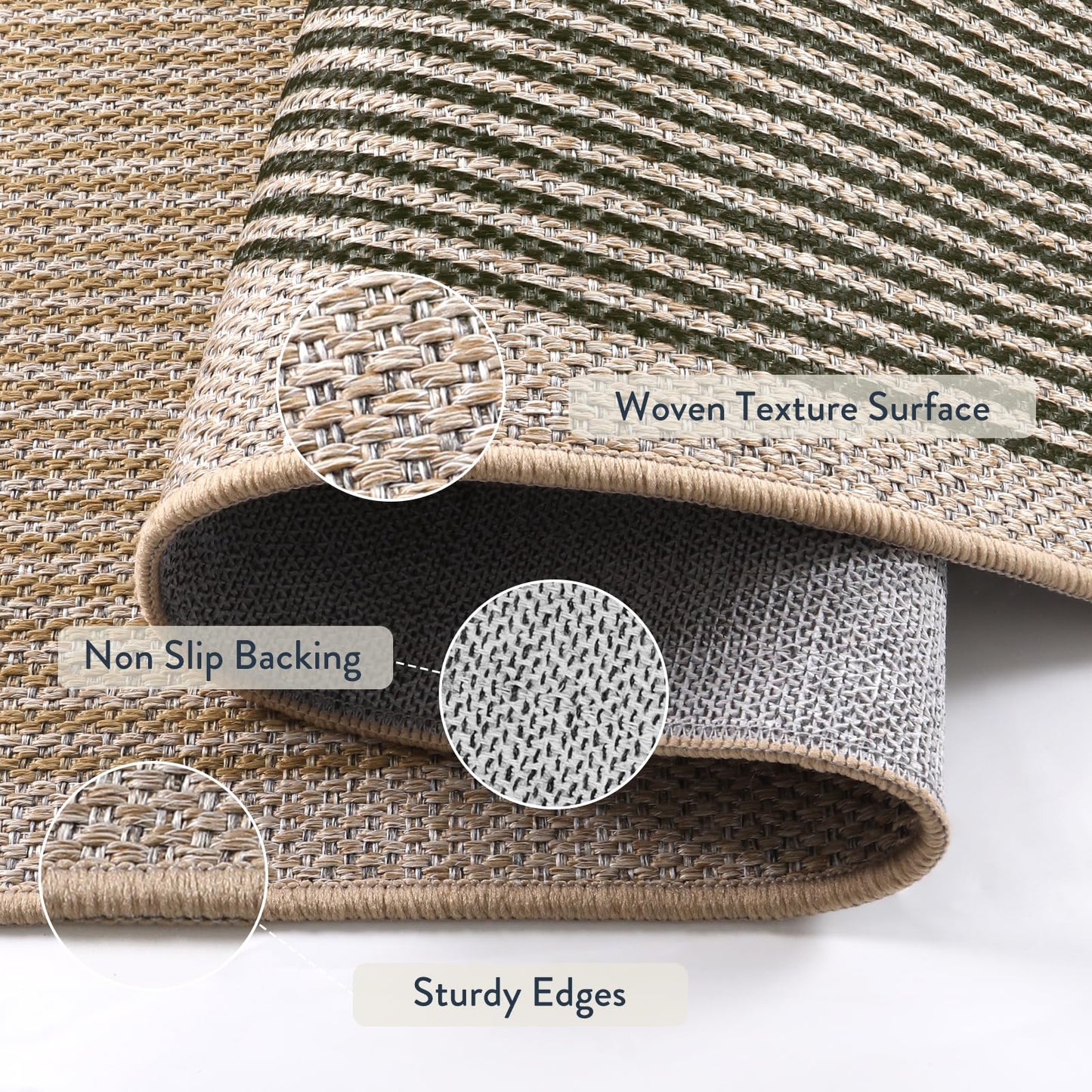 Lahome Enfys Rainbow Easy Jute Rug, 2x3 Entryway Rug Indoor Outdoor Front Door Mat, Farmhouse Neutral Non Slip Non Shedding Washable Kitchen Mats for Floor Foyer