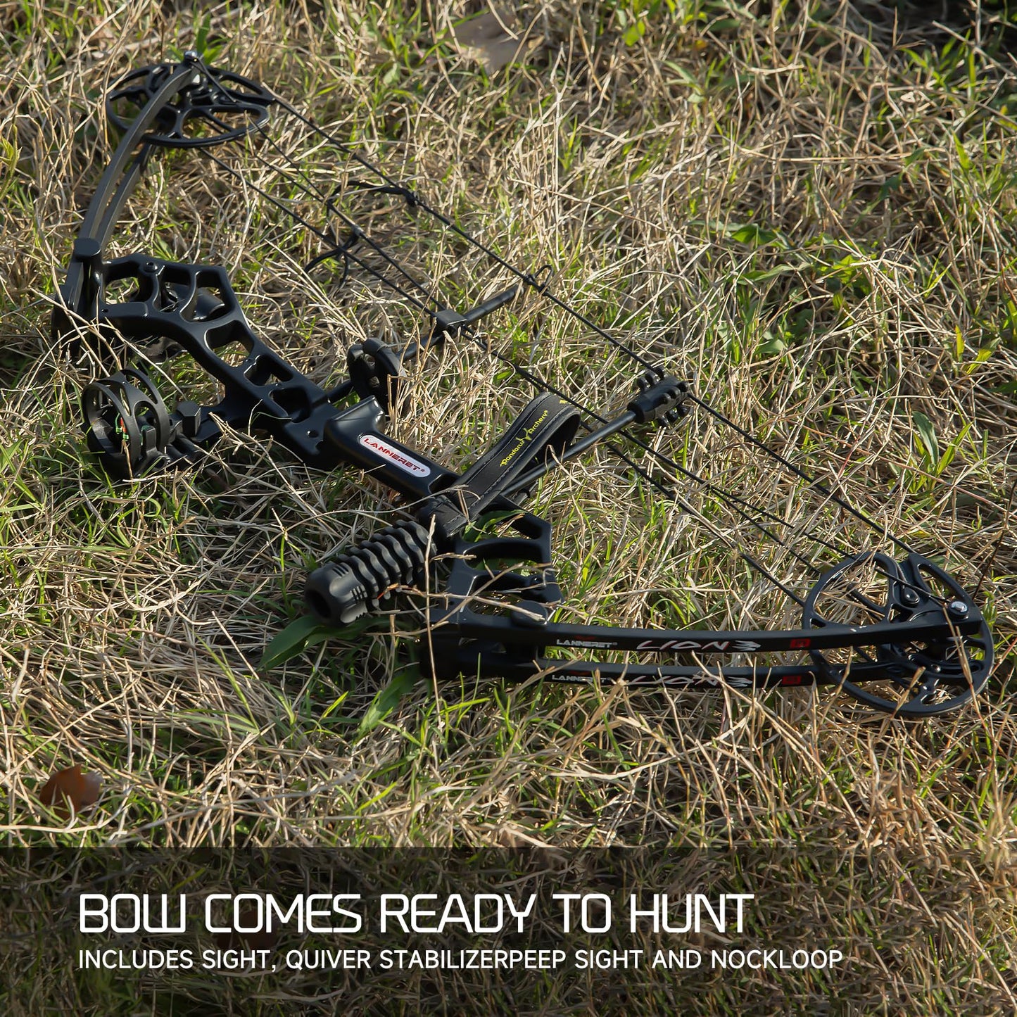 Lanneret Compound Bow and Archery Sets - Right Hand Archery Compound Bows 0-70 lbs Draw Weight Adjustable for Adults and Beginners，25"-31" Draw Length，up to IBO 320 fps，Archery Hunting Bow Set，Black