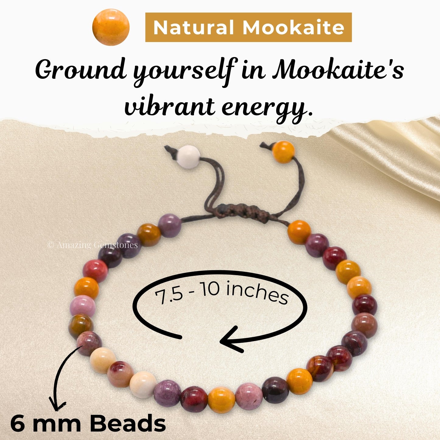 Amazing Gemstone Mookaite Bracelet for Women Men's Gifts - Protection Healing Crystal Bracelet - 6mm Gemstones Beaded Adjustable Bracelet Pulseras Para Hombres Mujer Stocking Stuffers