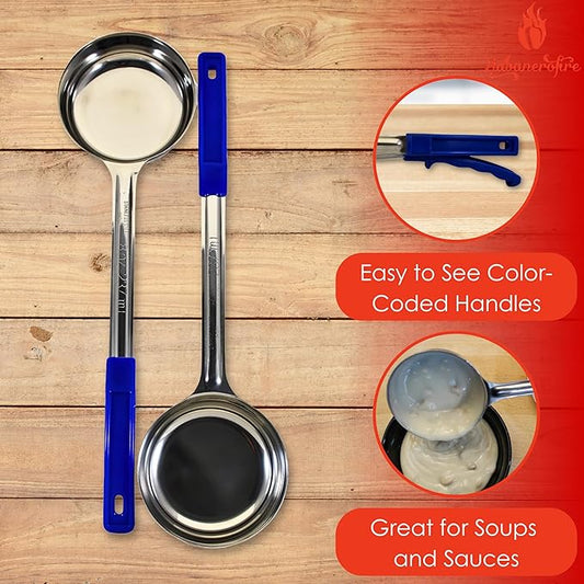 8 Ounce Solid Stainless Steel Portion Control Ladle Spoon for Measuring and Serving; Commercial Grade Serving Scoops [Pack of 12]