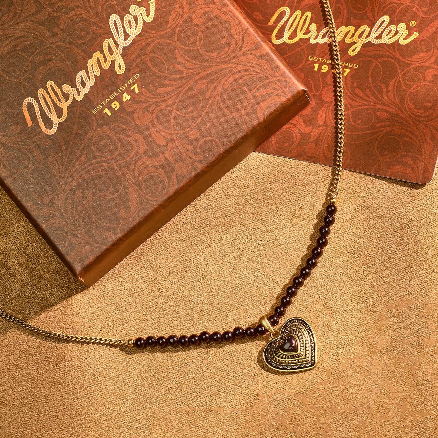 Montana West Wrangler Western Pendant Necklace for Women 14k Gold Silver Heart Statement Turquoise Cowgirl Vintage Trendy Fashion Jewelry WNS-2021G-BK