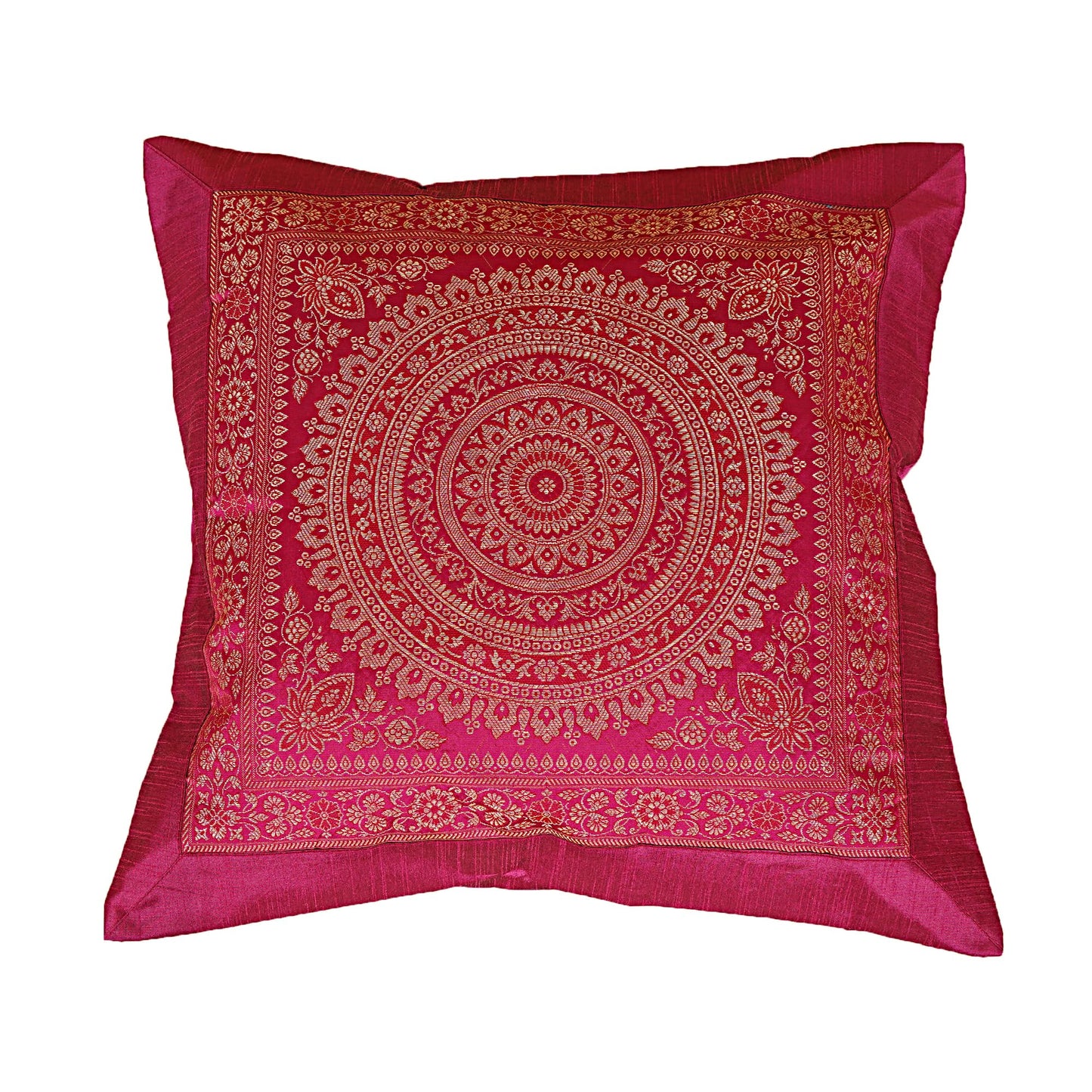 Shubhlaxmifashion Indian Set of 10 PCS 16x16 inch (41x41 cm) Mandala Silk Indian Ethnic Bohemian Decorative Cushion Cover Handcrafted Patchwork Sari Throw Pillow Boho Decor Cushion Covers for Gift