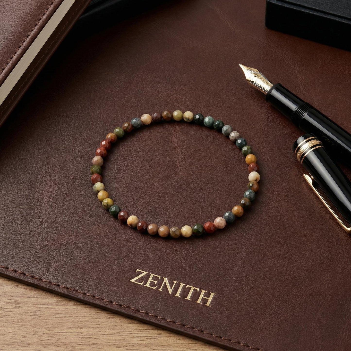 Angelstones Natural Multicolor Picasso Jasper Gemstone Small Beaded Stretch Bracelet, 4mm Faceted Round Beads, Crystal Healing Bracelet for Women