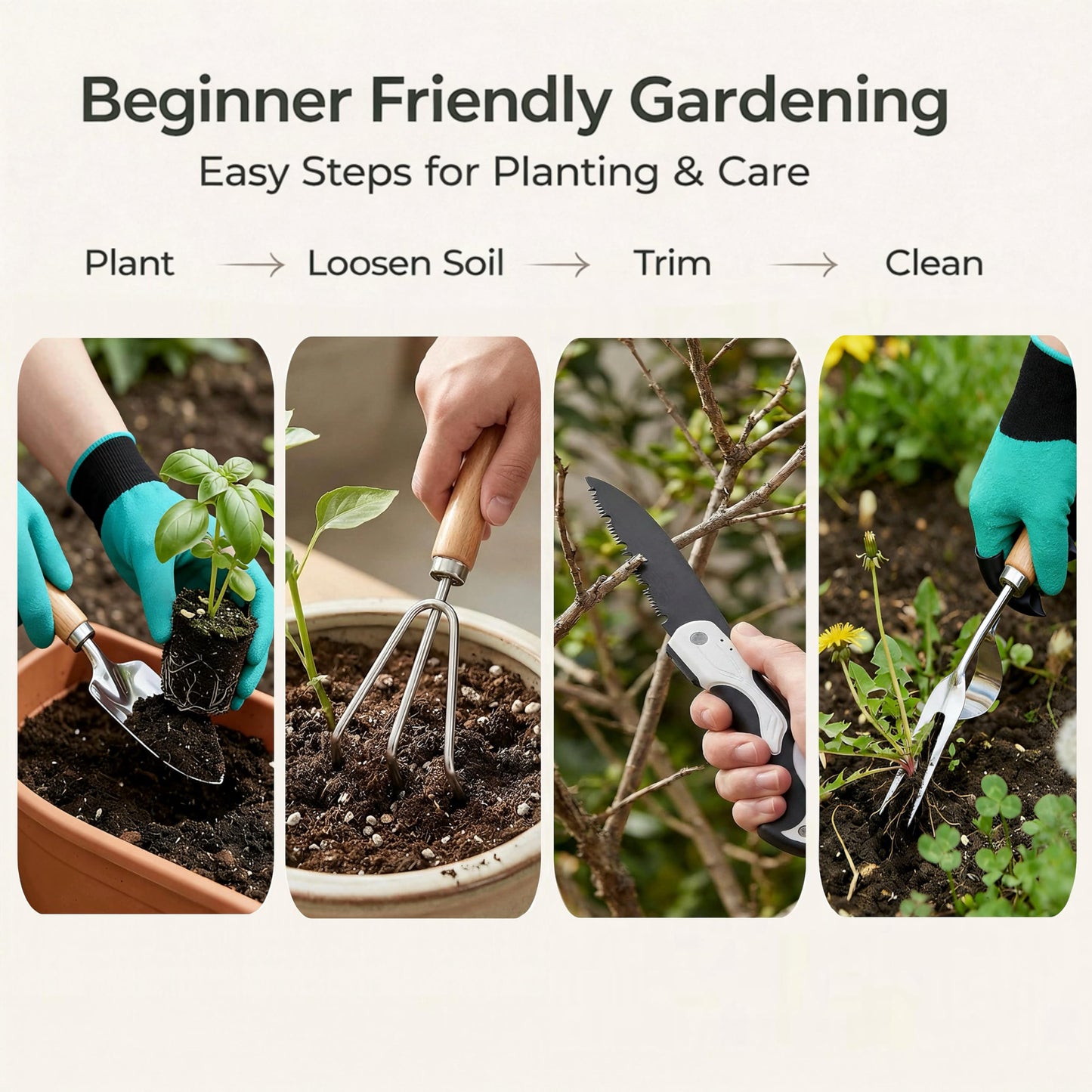 All-in-One Garden Tool Set with Basket, Stainless Steel Garden Tools with Wooden Handles, Garden Apron/Garden Waste Bags/Gardening Gloves Gardening Gift Set
