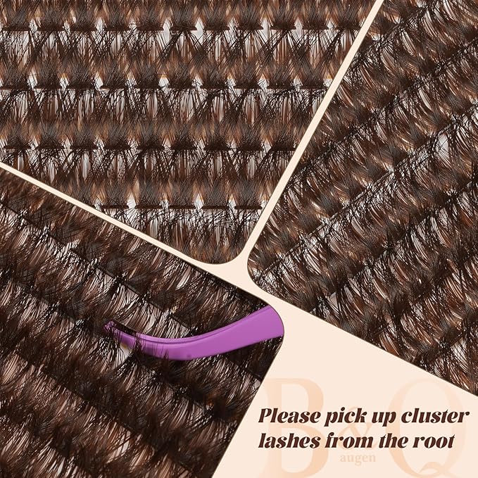 B&Q Mocha Brown Lash Clusters Kit | 280 Pcs Brown Wispy & Natural Eyelash Clusters for Beginner DIY, Complete Lash Extension Kit with Bond and Seal, Fake Eyelashes for Natural Look（80D 10-18mm)