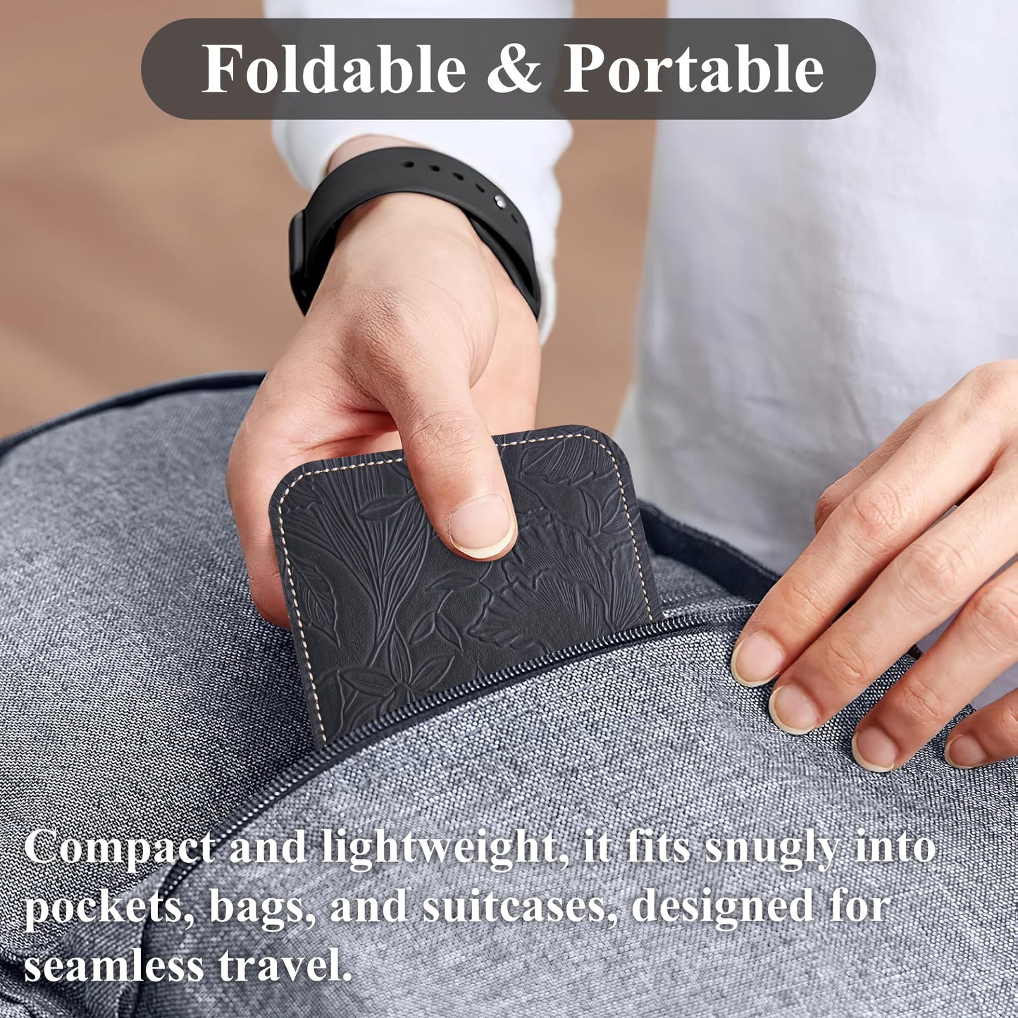 Haecsfl Airplane Travel Essentials for Flying Flex Flap Cell Phone Holder & Flexible Tablet Stand for Desk, Bed, Treadmill, Home & in-Flight Airplane Travel Accessories(1-Carved Black)