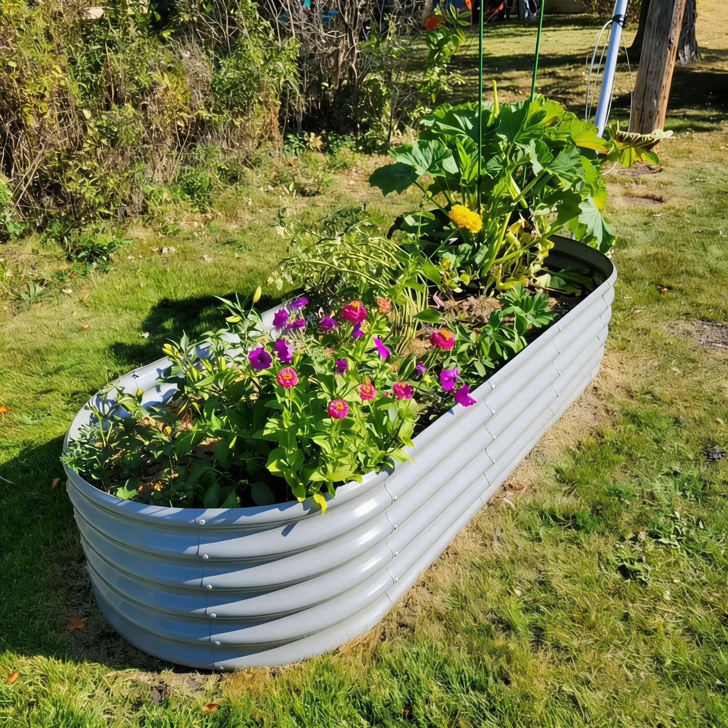 8x3x1.5ft Galvanized Raised Garden Bed, 18" Tall Metal Raised Beds for Gardening, Large Planters Boxes for Outdoor Plants Vegetables, Flowers, Herbs & Tomatoes, Above Ground Garden Beds Kit, Grey