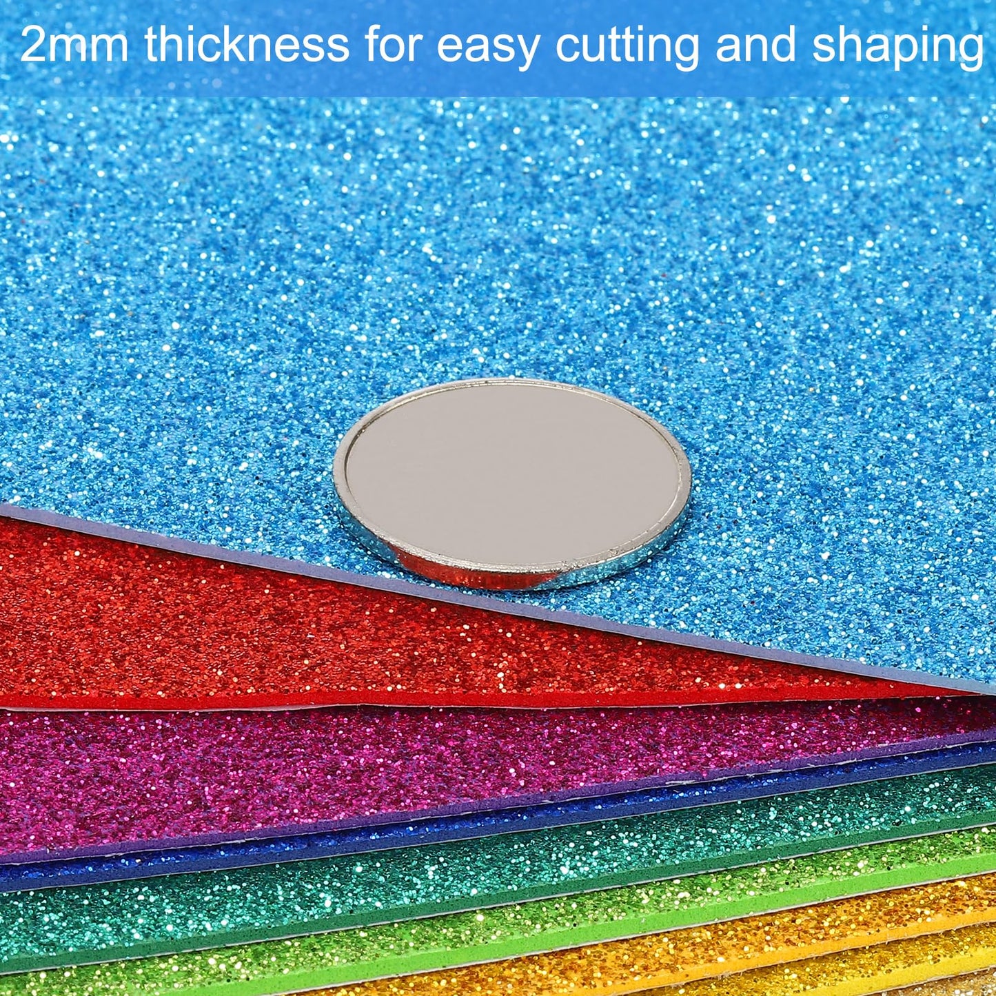 PATIKIL 2mm(1/10") Thick Non Adhesive Glitter Foam Sheet 16x24inch(40x60cm) Gold Tone, EVA Shiny Foam Board for Craft, 6 Pcs
