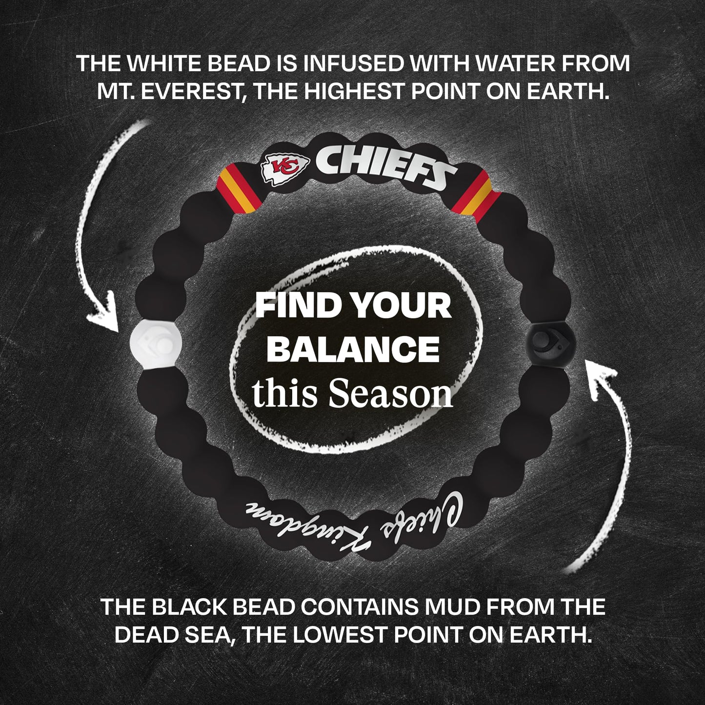 Lokai NFL Football Collection Silicone Beaded Bracelet, Kansas City Chiefs Kingdom (Medium) - Silicone Jewelry Beaded Friendship Bracelet for Women & Men - Sports Team Gear, Apparel & Accessories