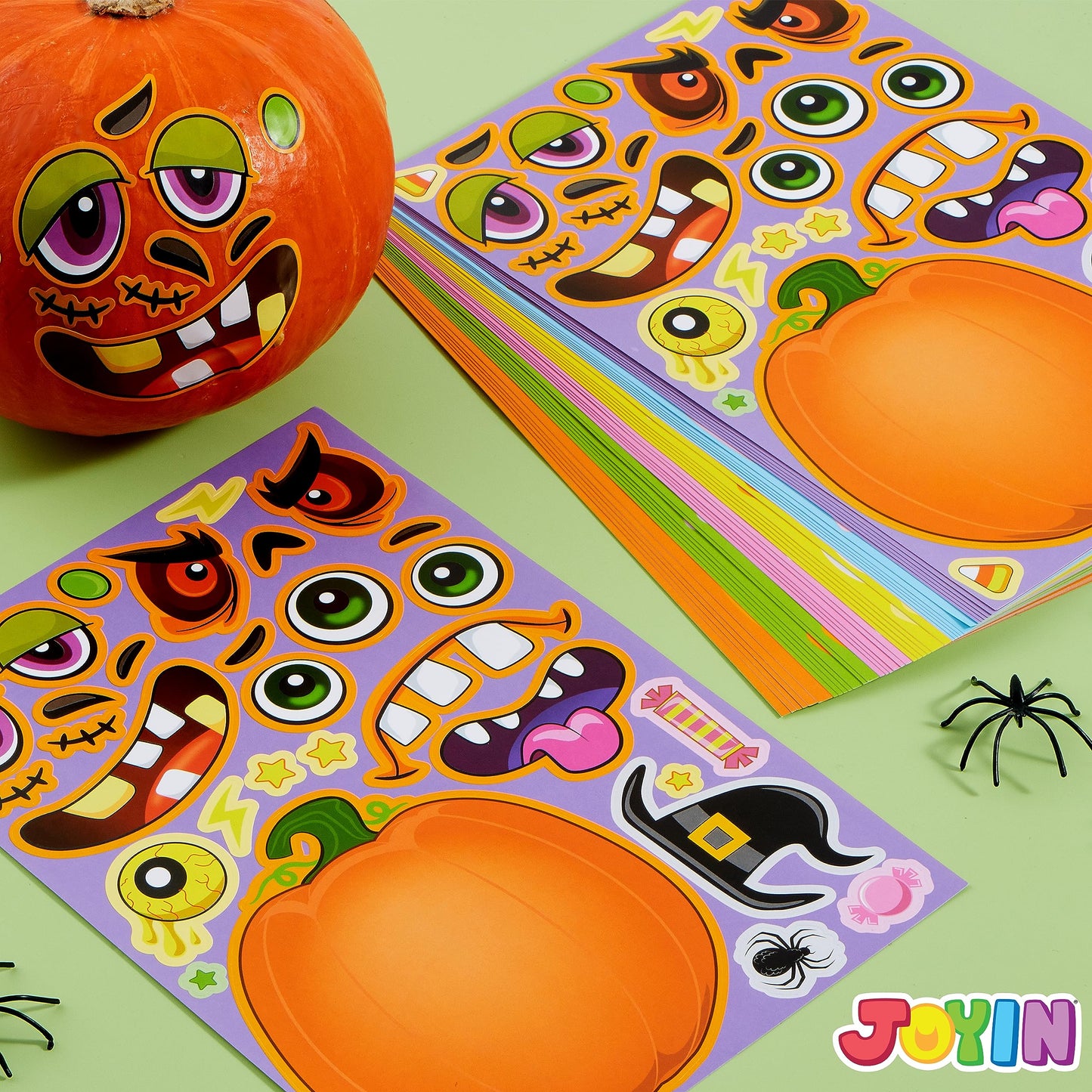 JOYIN 48 Pcs Halloween Pumpkin Stickers for Kids, Halloween Party Favor, Craft Party Supplies, Funny Sticker with Different Pumpkin Design, Classroom Activities Games Goodies Treat Gifts（Age 3+）