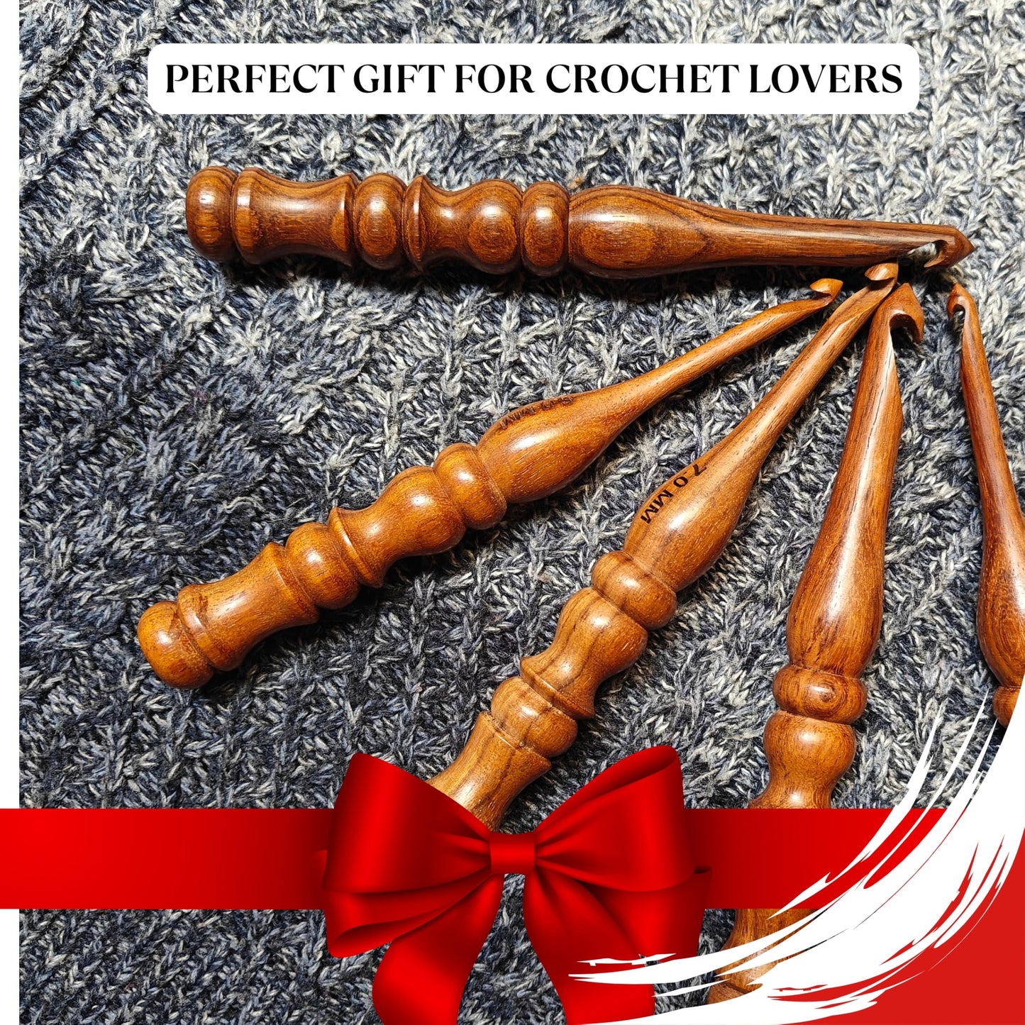 Shesham Wood Crochet Hooks Set of 13 - Sizes 3.5 mm to 12 mm – Premium Wooden Hooks for Knitting and Crocheting | Natural Wood Craft Tools | Perfect Mother's Day Gift
