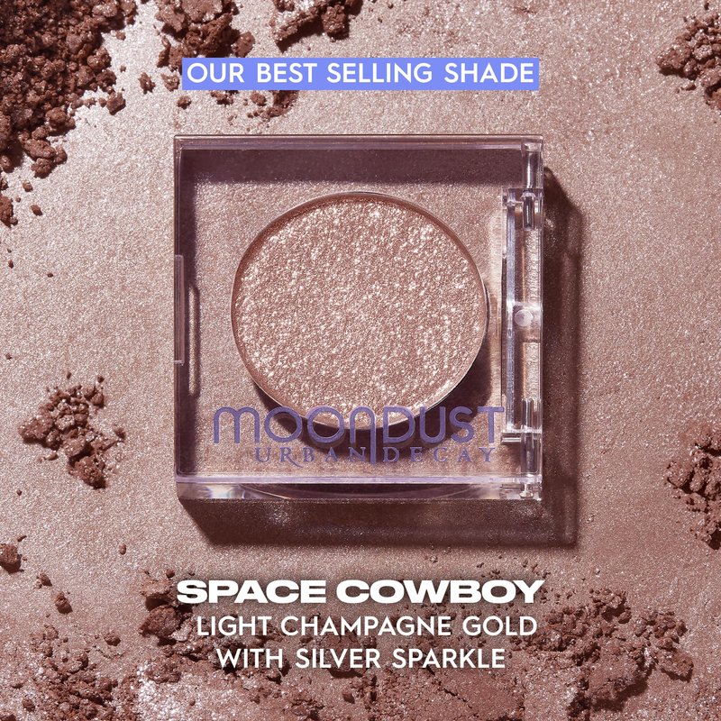 URBAN DECAY Moondust Space Cowboy + Brown Eye Pencil Makeup Set – 24/7 Moondust Glitter Eyeshadow Compact (Shimmery Champagne Gold) + 24/7 Glide-On Eyeliner Pencil (Matte Brown) – Bundle Kit