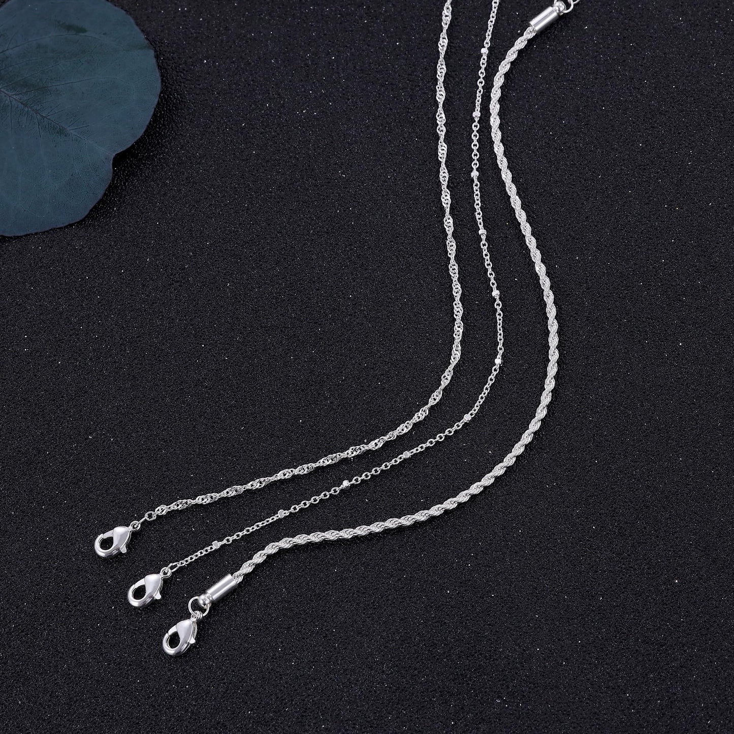 DEARMAY Dainty Silver Plated Bracelets for Women Trendy, Silver Jewelry Set Paperclip Box Herringbone Figaro Rope Chain Bracelet for Women Fashion Pack Gifts