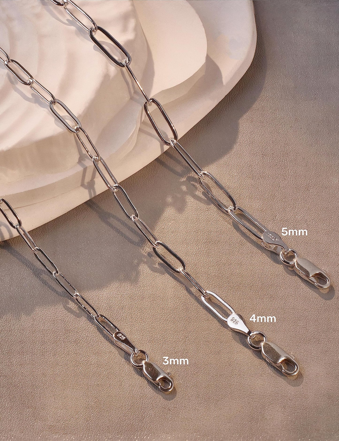 ASDULL 925 Sterling Silver Paperclip Bracelets 5mm Silver Bracelets for women Paperclip Chain Bracelet for men 7 Inches