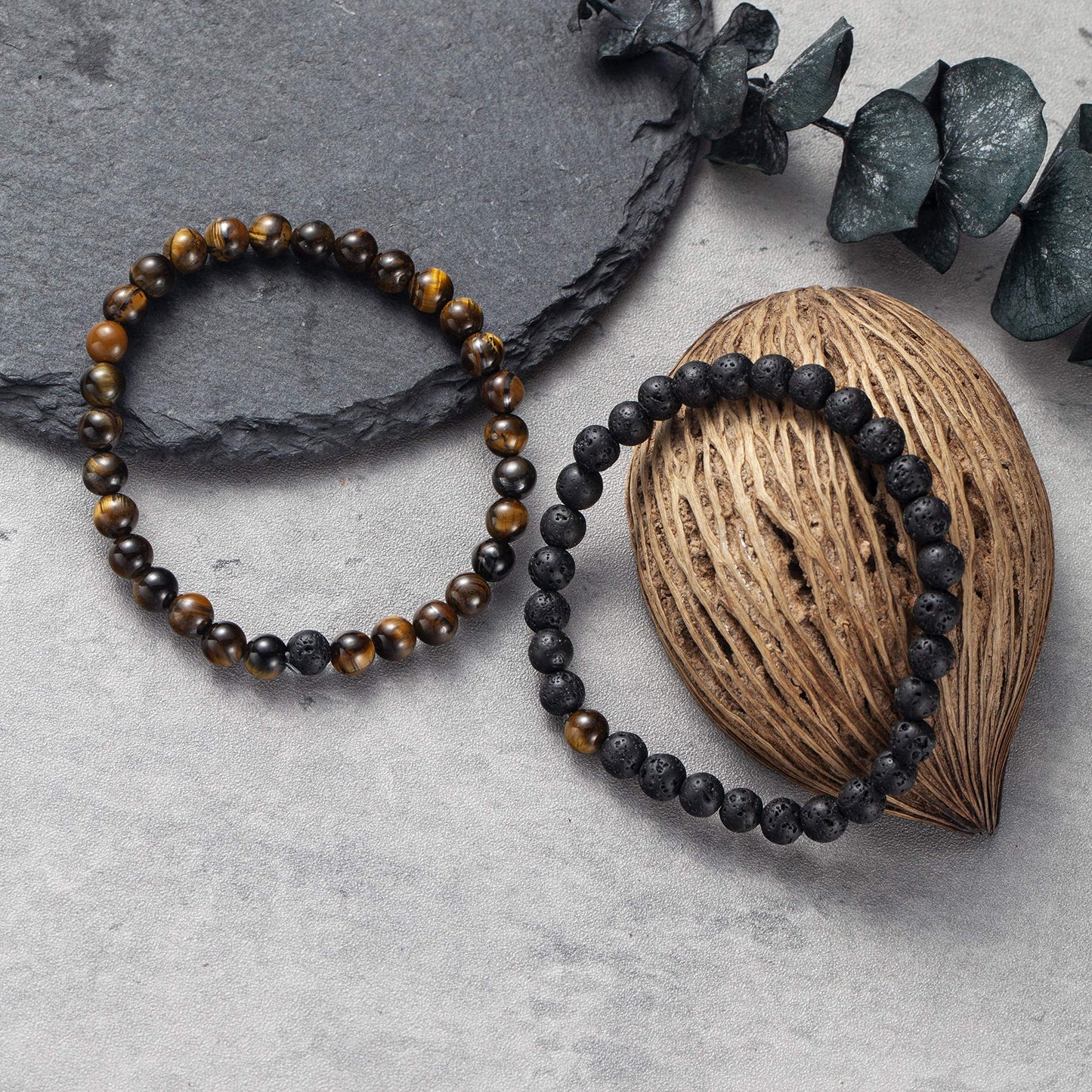 Softones 6MM Lava Rock Aromatherapy Anxiety Essential Oil Diffuser Beads Bracelet for Women Men,Friendship Couples Gifts Natural Stone Bracelets