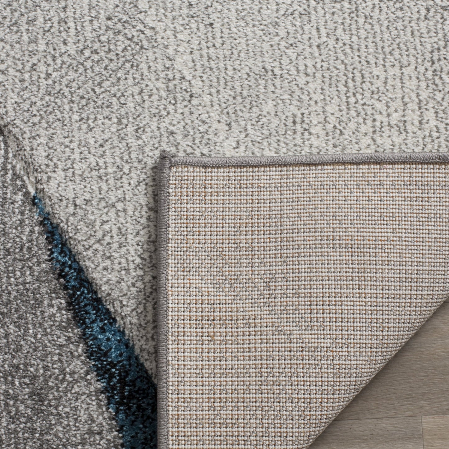 SAFAVIEH Hollywood Collection Area Rug - 9' Square, Grey & Teal, Mid-Century Modern Design, Non-Shedding & Easy Care, Ideal for High Traffic Areas in Living Room, Bedroom (HLW710D)