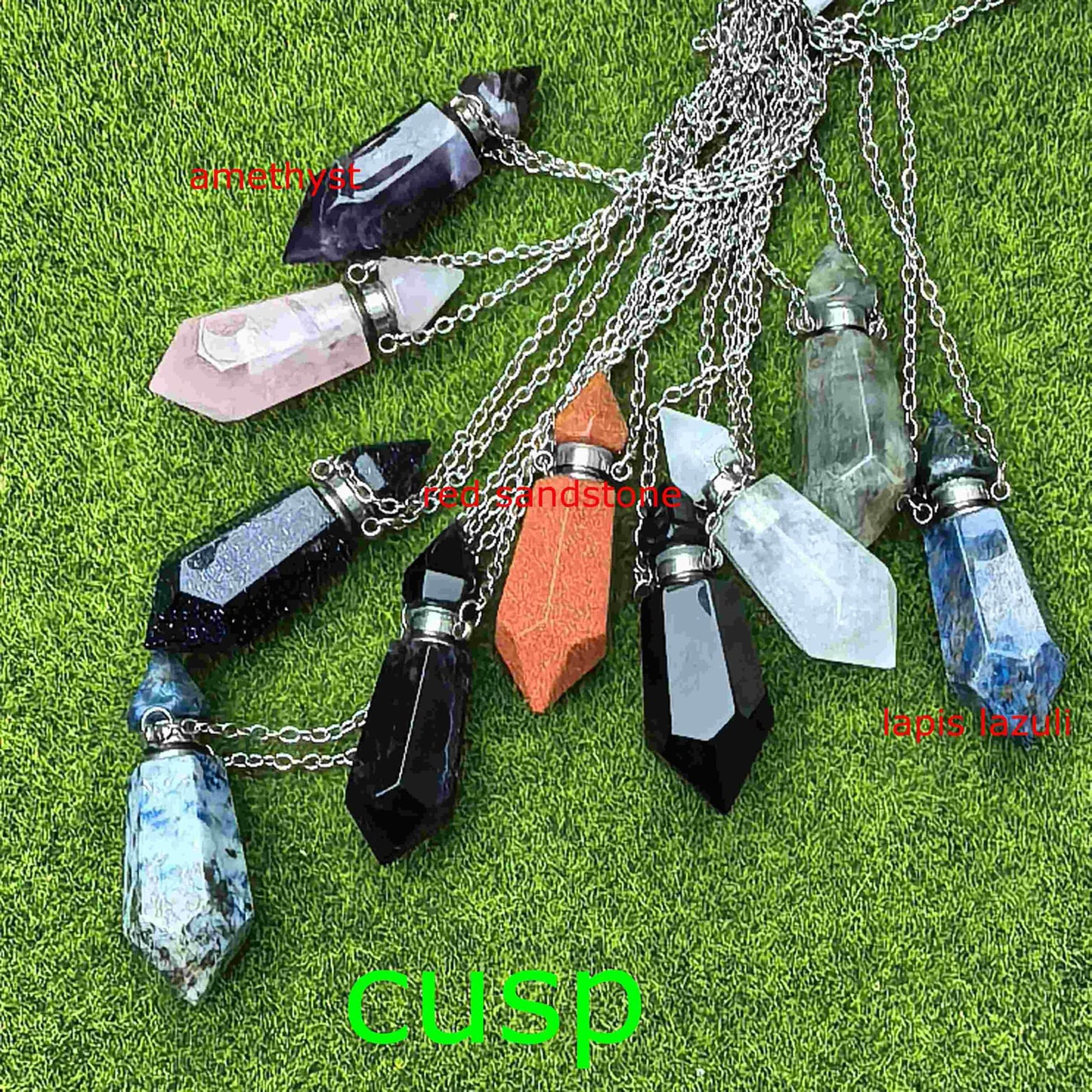 Crystal Quartz Perfume Bottle Pendant Necklace, Essential Oil Diffuser Vial jewelry, Reiki Healing Crystal accessories Gift for Women (golden chain/column,tiger's-eye)