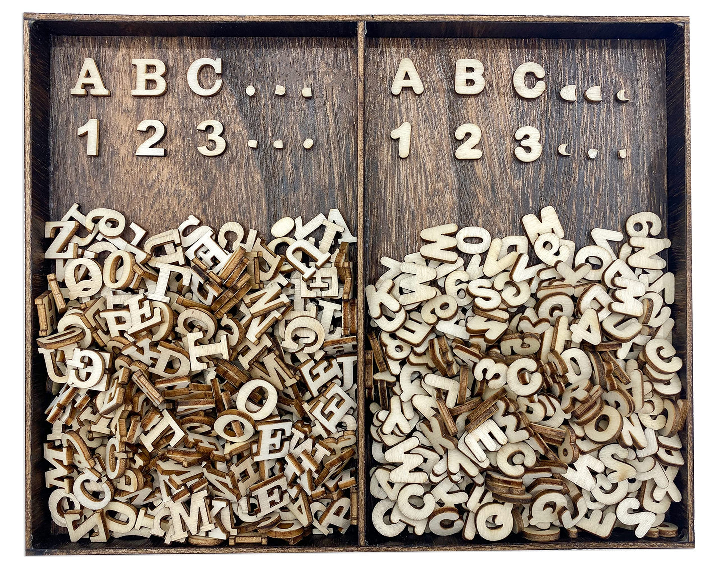 Cregugua 592 Pieces 1/2 Inch Mini Wooden Alphabet Letters and Unfinished Wood Numbers with Rustic Storage Tray for Scrapbooking DIY Crafts Homemade Gifts