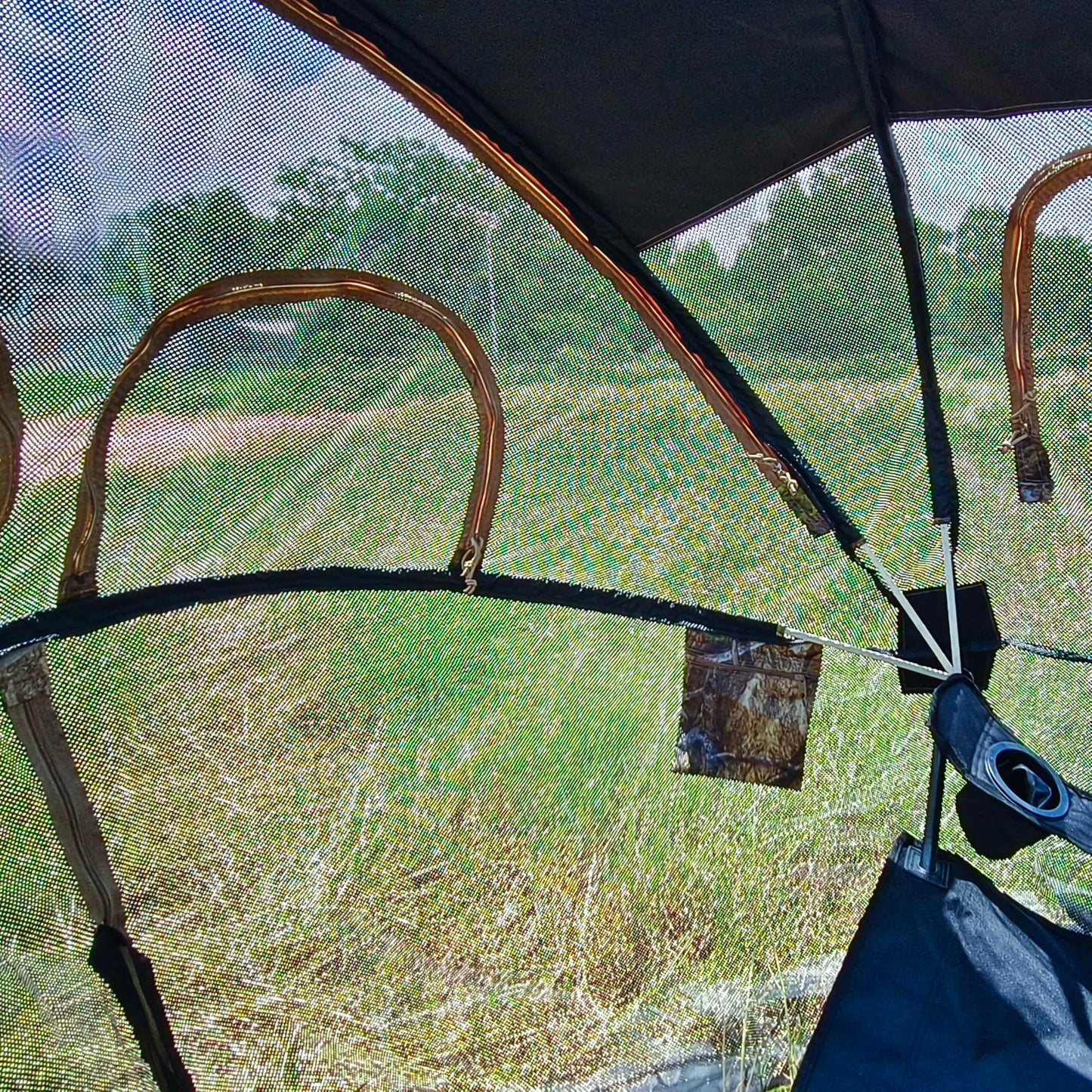 2-Person See-Through Hunting Ground Blind with Dual Built-in Chairs – Pop-Up Camouflage Tent for Deer Turkey, and Game Hunting