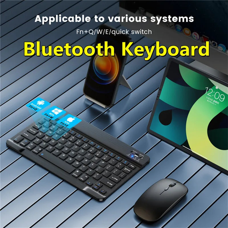 For Ipad Tablet Azerty Thai Keyboard With Arabic French Russian Spanish Bluetooth Wireless Keyboard Mouse Android Universal 10"