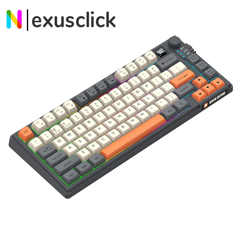 4 Color Combinations Keyboard Mouse Set, Premium Dual Mode Rechargeable Combo, Keyboard with Screen & Control Knob