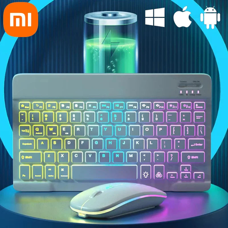Xiaomi Wireless Bluetooth Backlit Keyboards RGB Colorful Gradient Luminous Mini Keyboard And Mouse Set For Apple Samsung Tablet