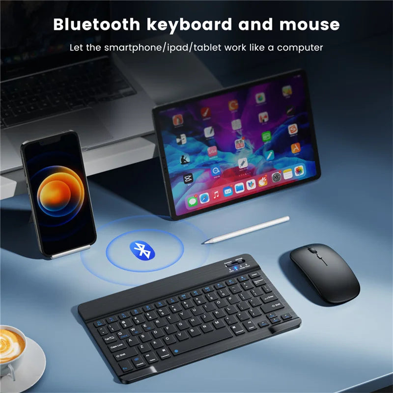 For Ipad Tablet Azerty Thai Keyboard With Arabic French Russian Spanish Bluetooth Wireless Keyboard Mouse Android Universal 10"