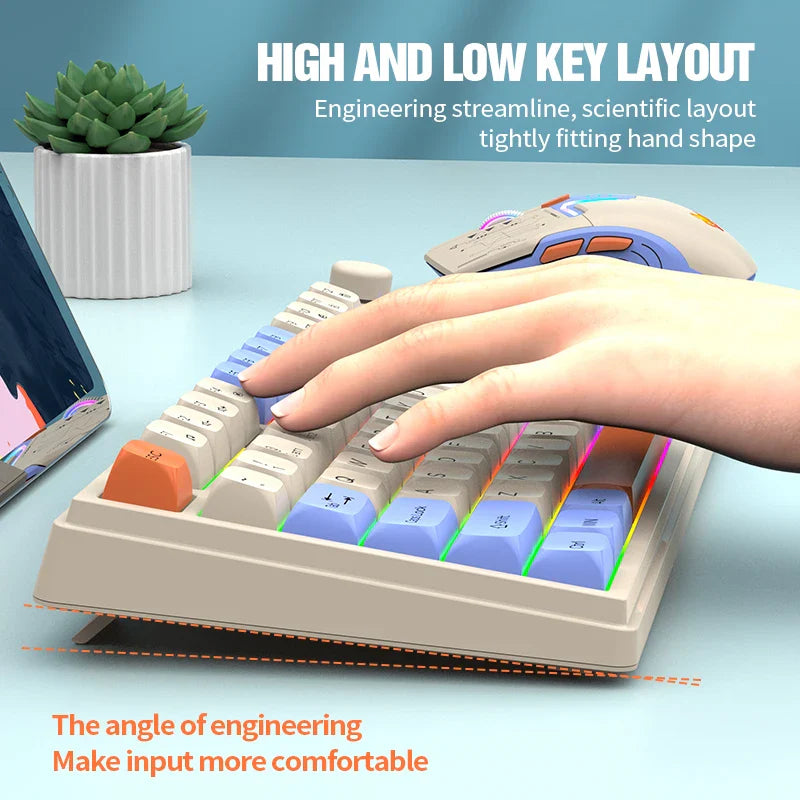 4 Color Combinations Keyboard Mouse Set, Premium Dual Mode Rechargeable Combo, Keyboard with Screen & Control Knob